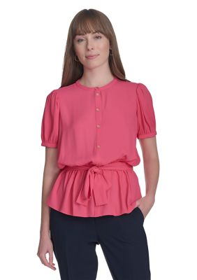 Tommy Hilfiger Women's Solid Belted Blouse