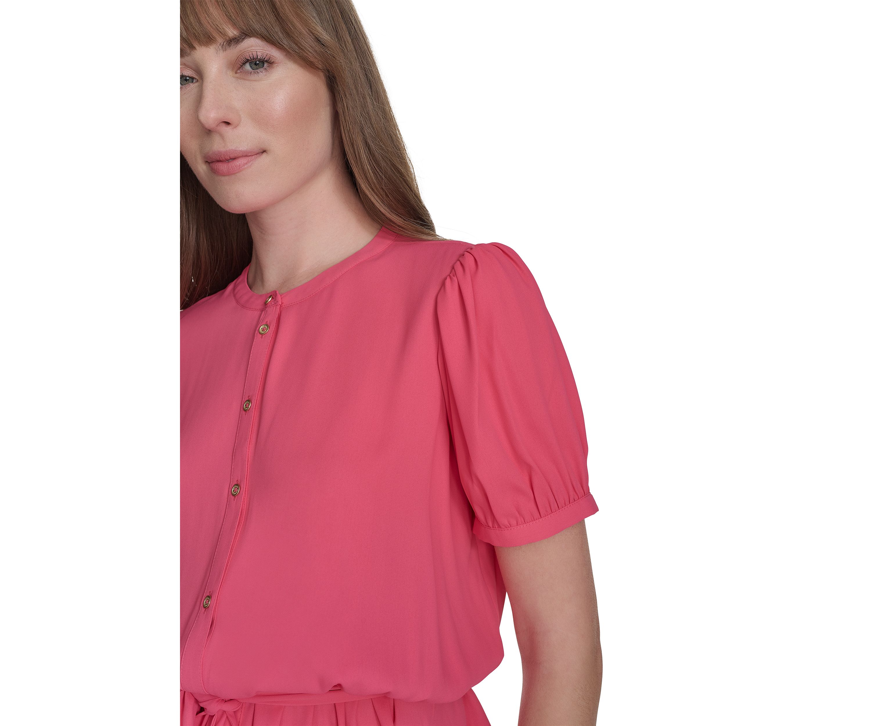 Womens Solid Belted Blouse