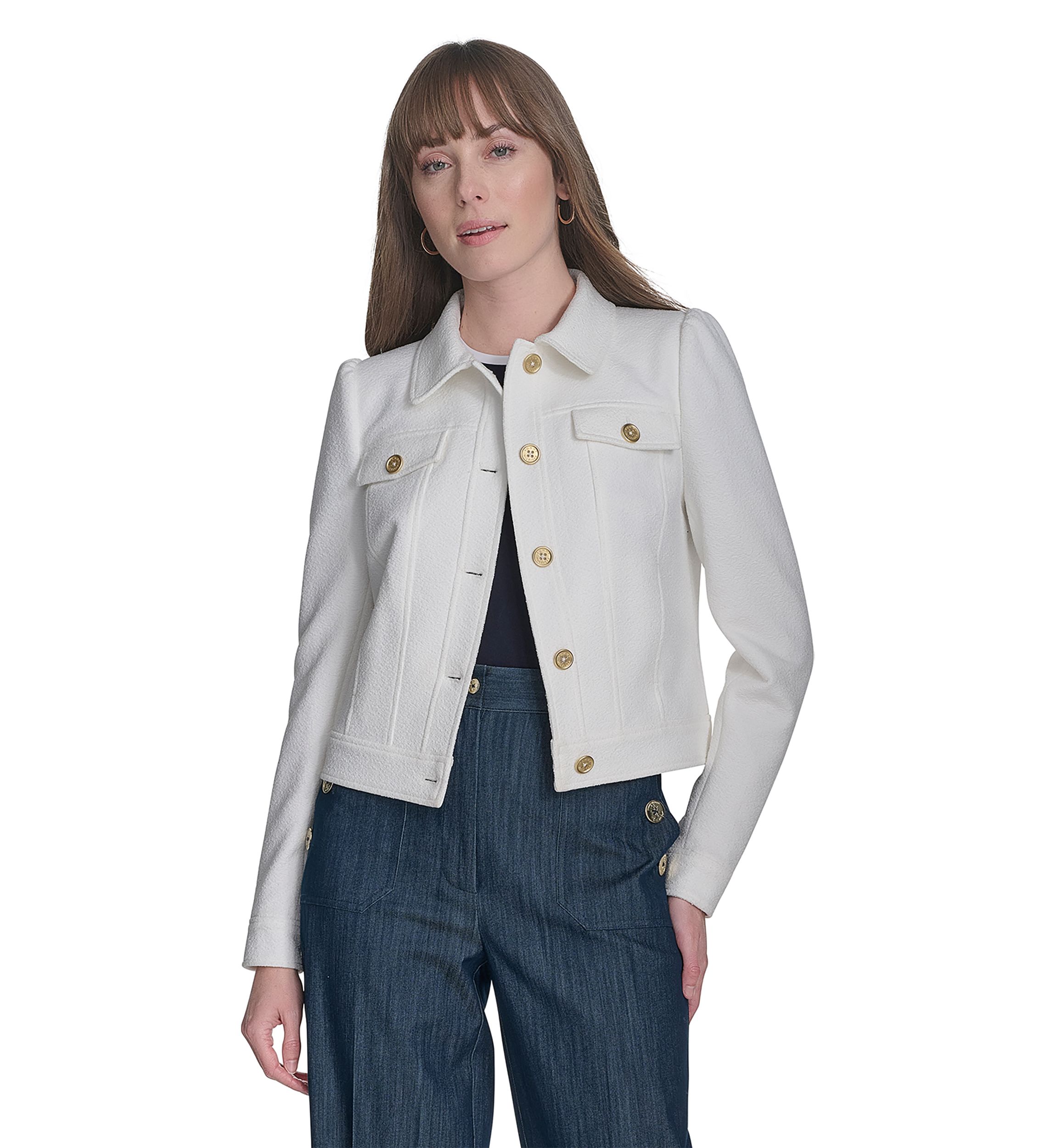 Womens Bouclé Trucker Jacket