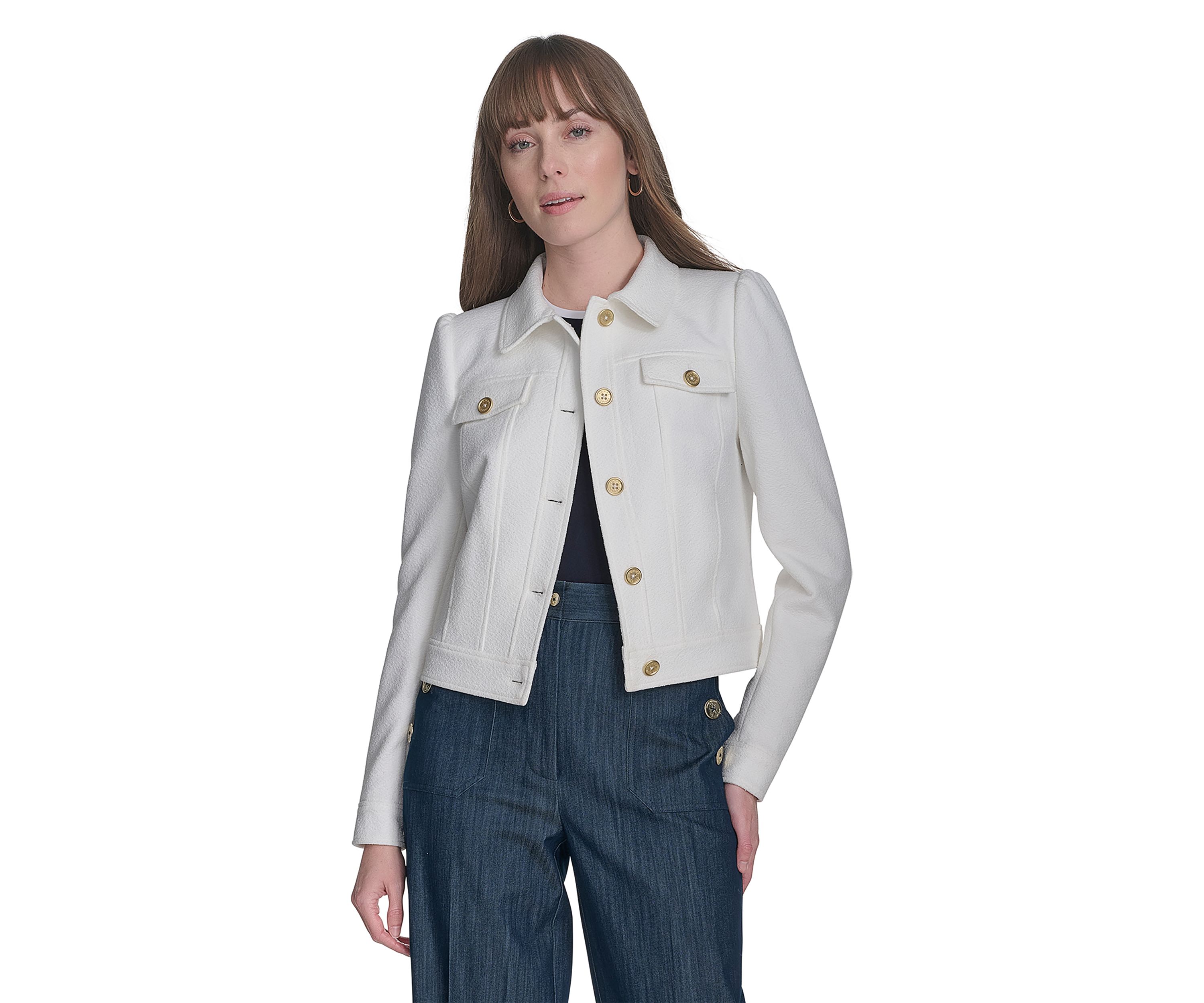 Womens Bouclé Trucker Jacket
