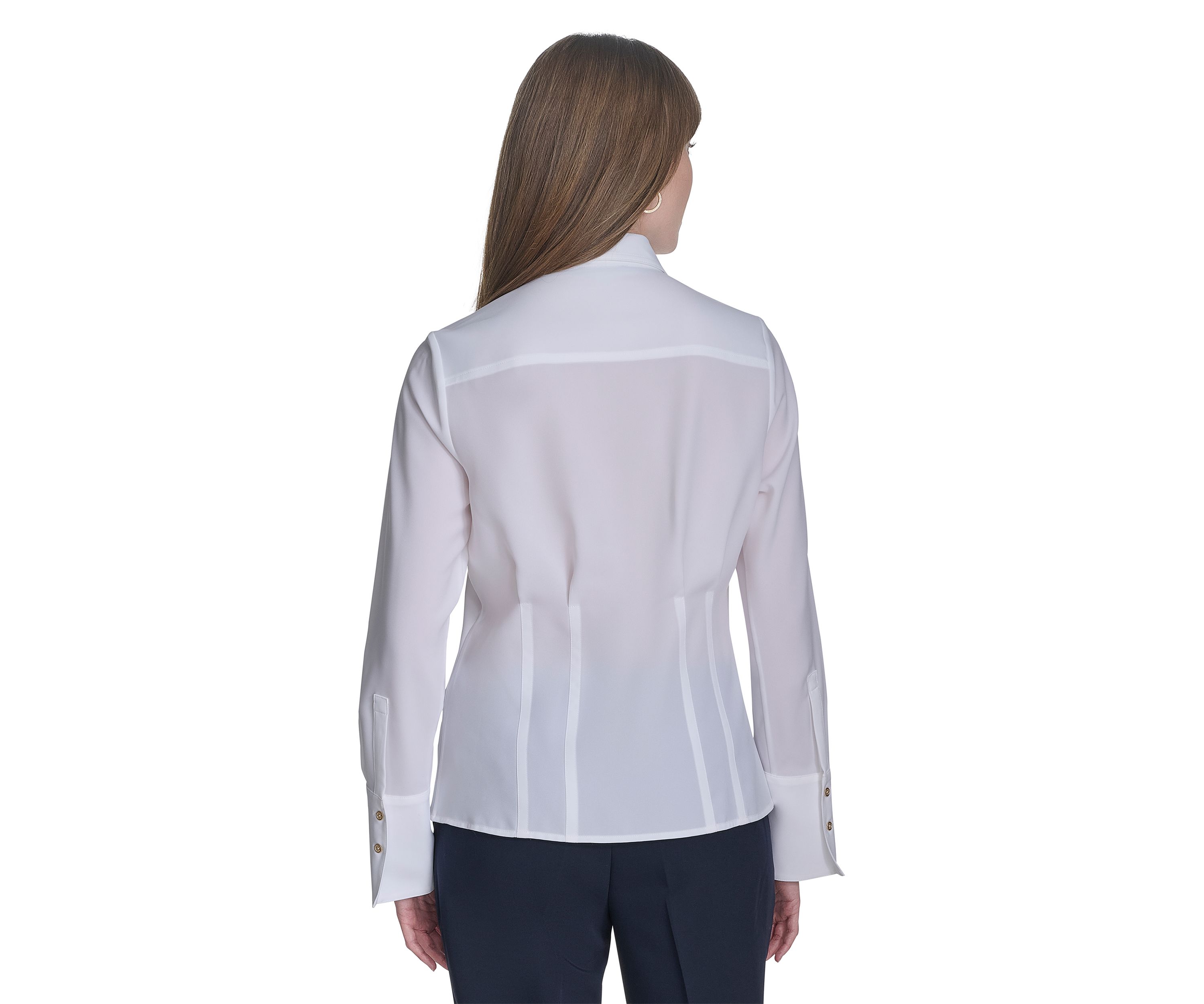 Womens Long Sleeve Pleated Blouse
