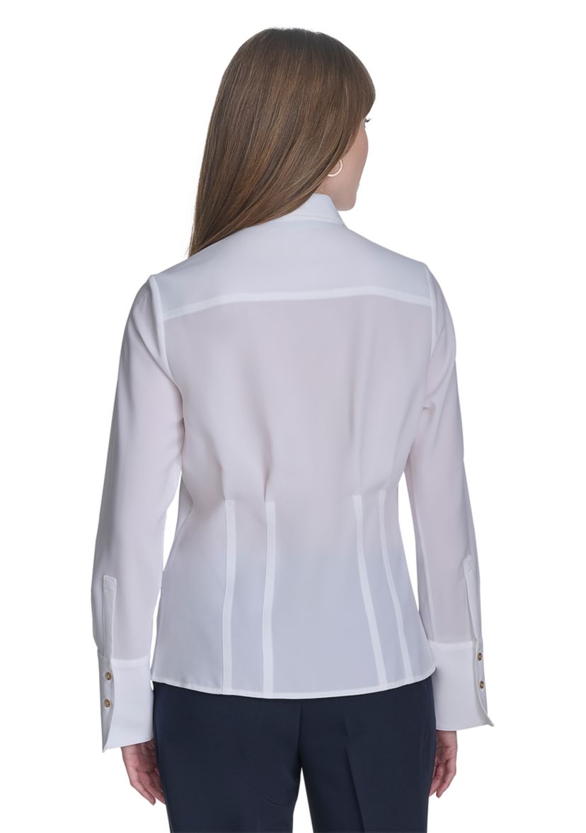 Womens Long Sleeve Pleated Blouse