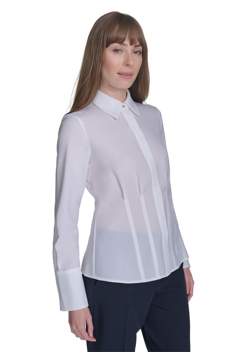 Womens Long Sleeve Pleated Blouse