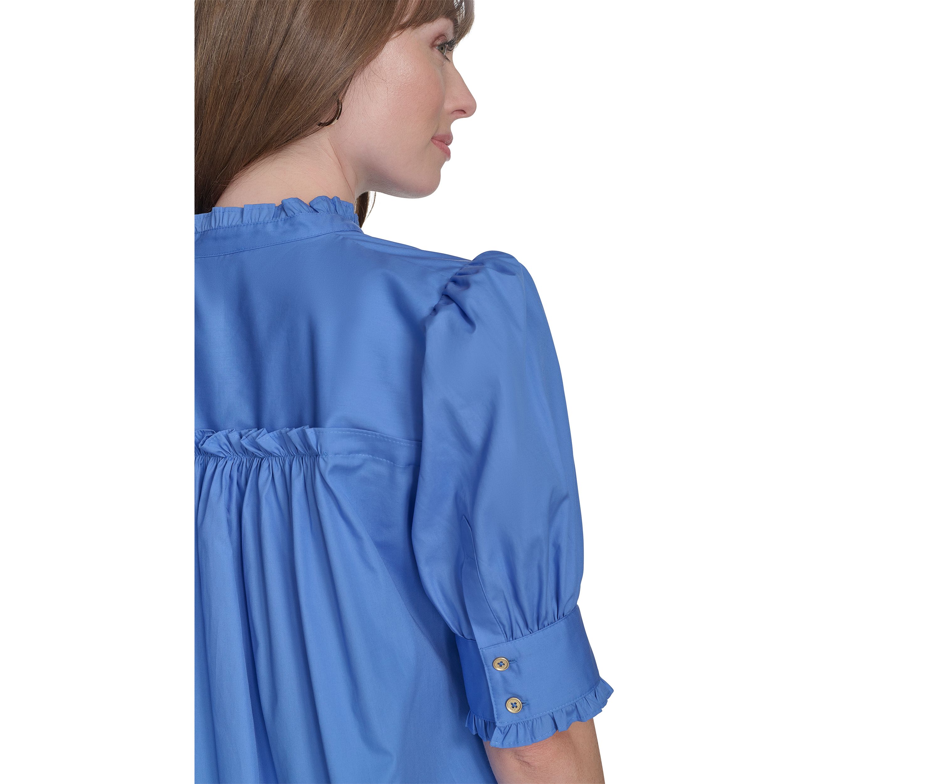 Womens Ruffle Button Front Blouse