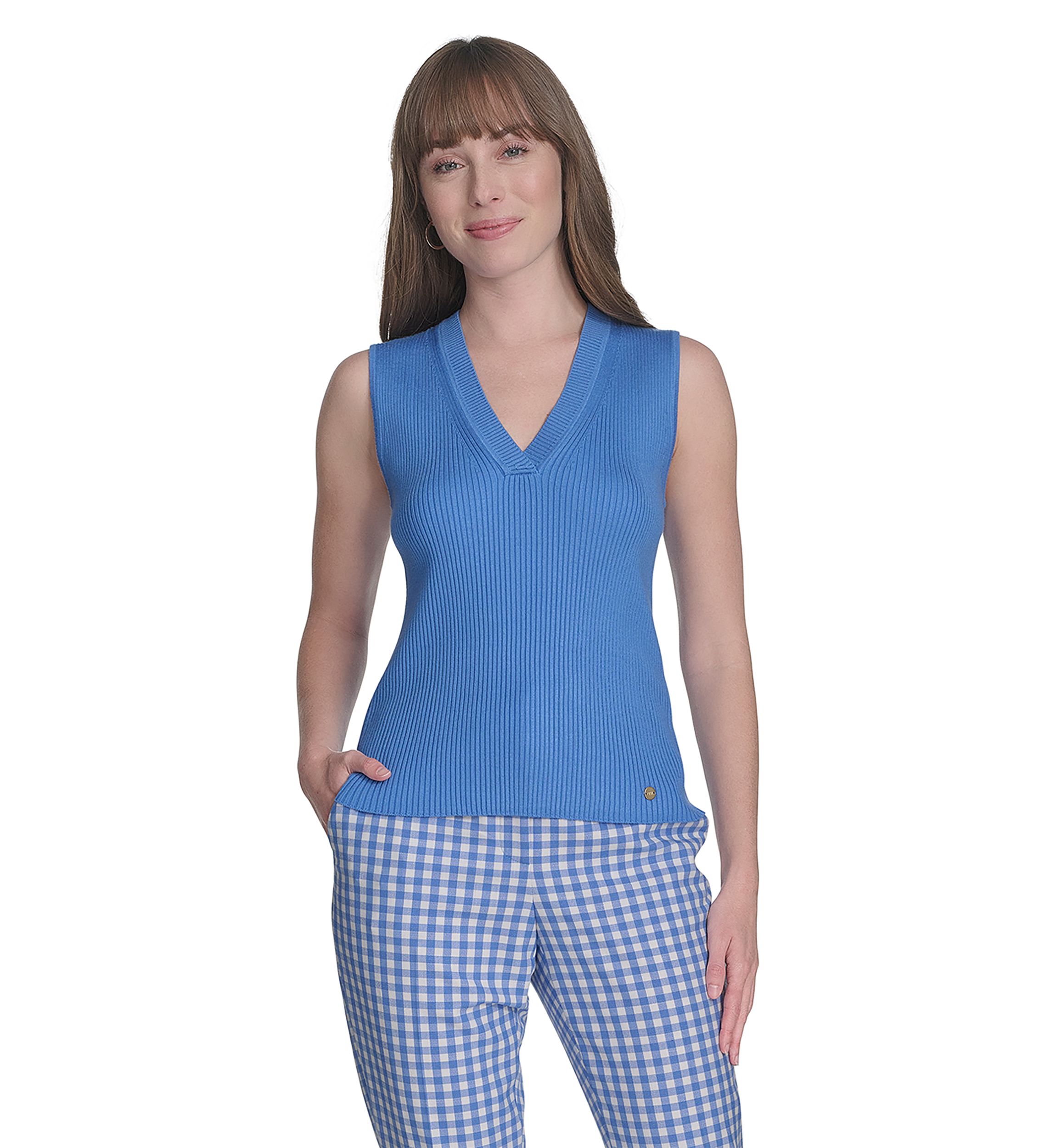 Womens Sleeveless V-Neck Sweater