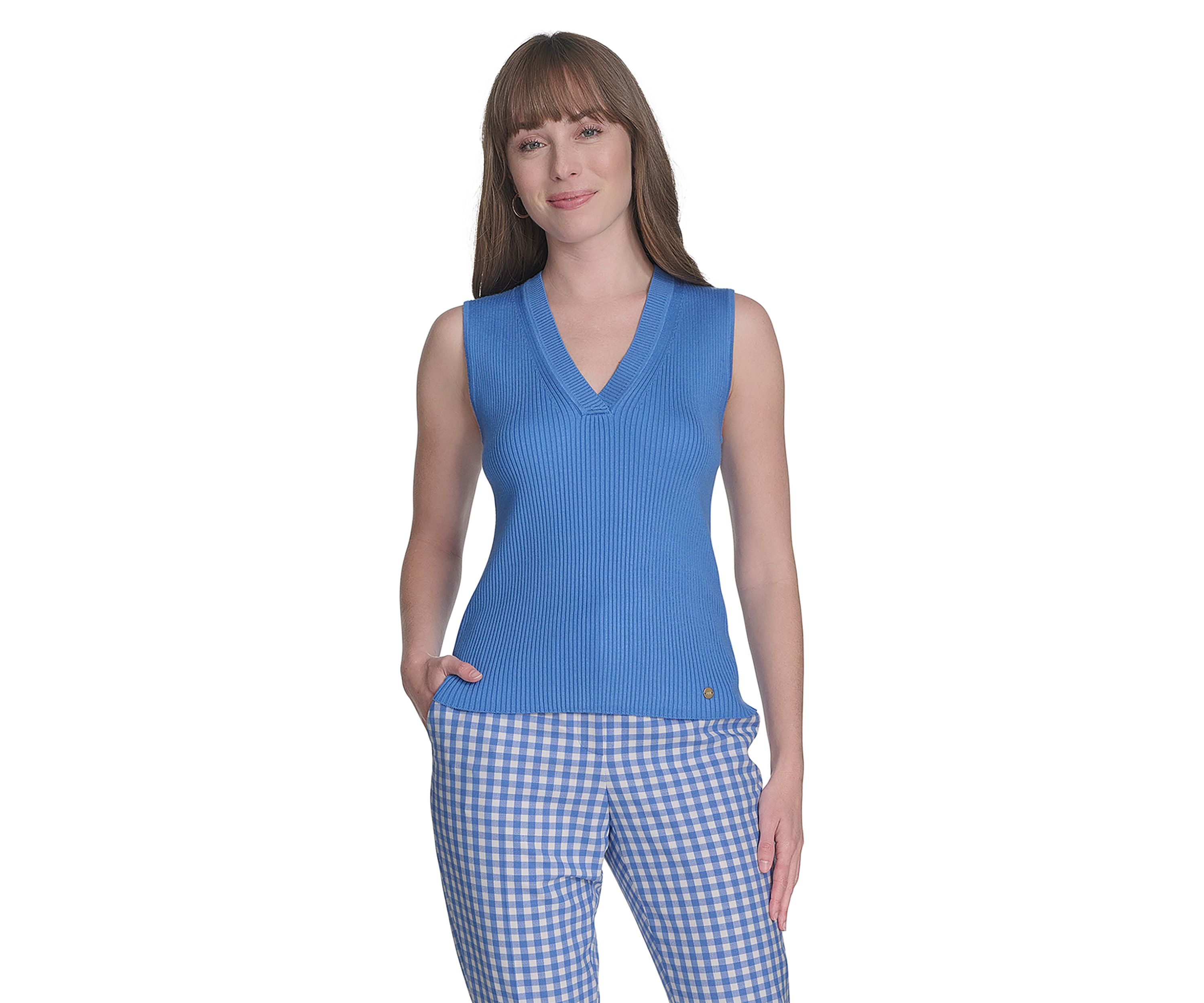 Womens Sleeveless V-Neck Sweater
