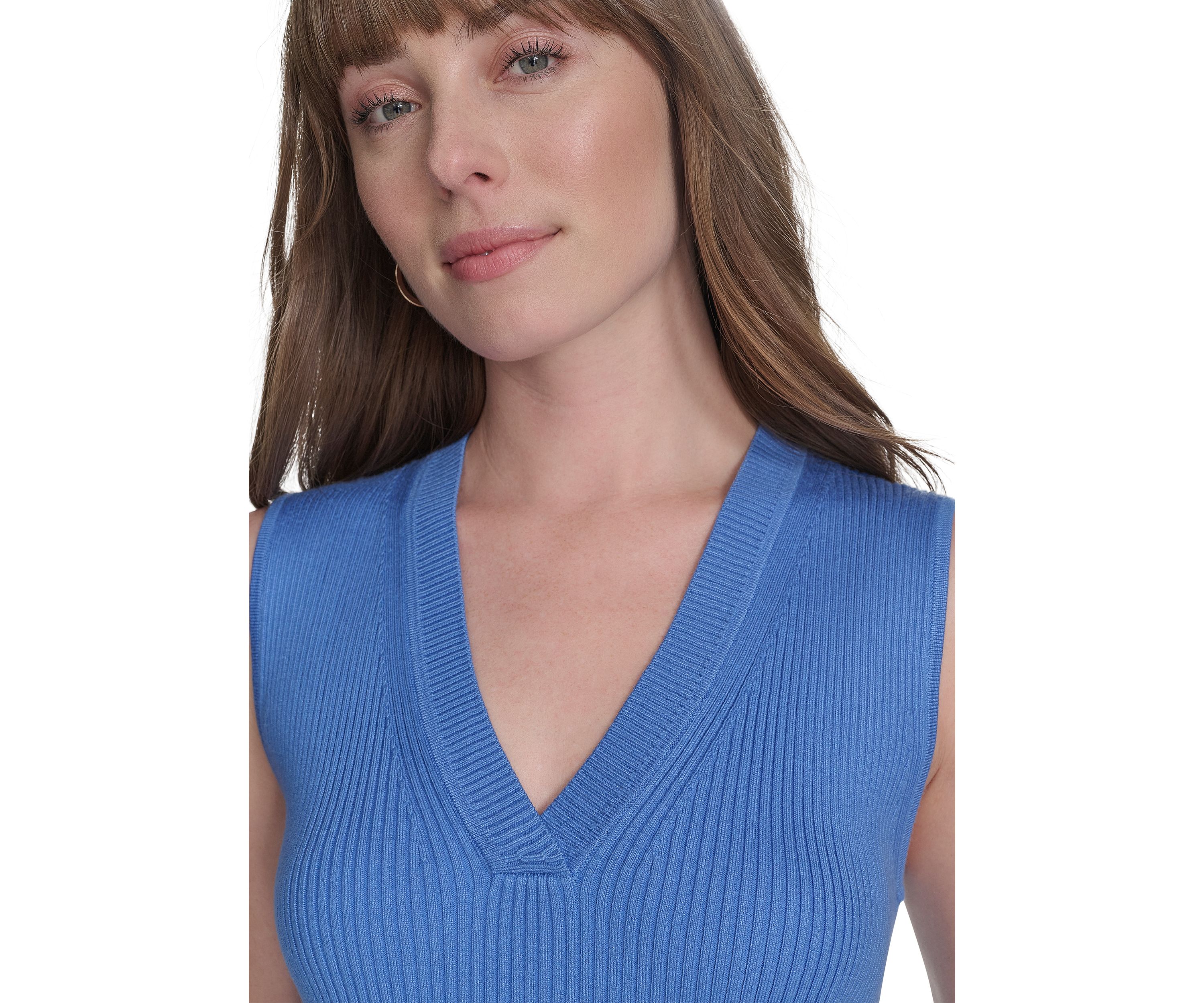 Womens Sleeveless V-Neck Sweater