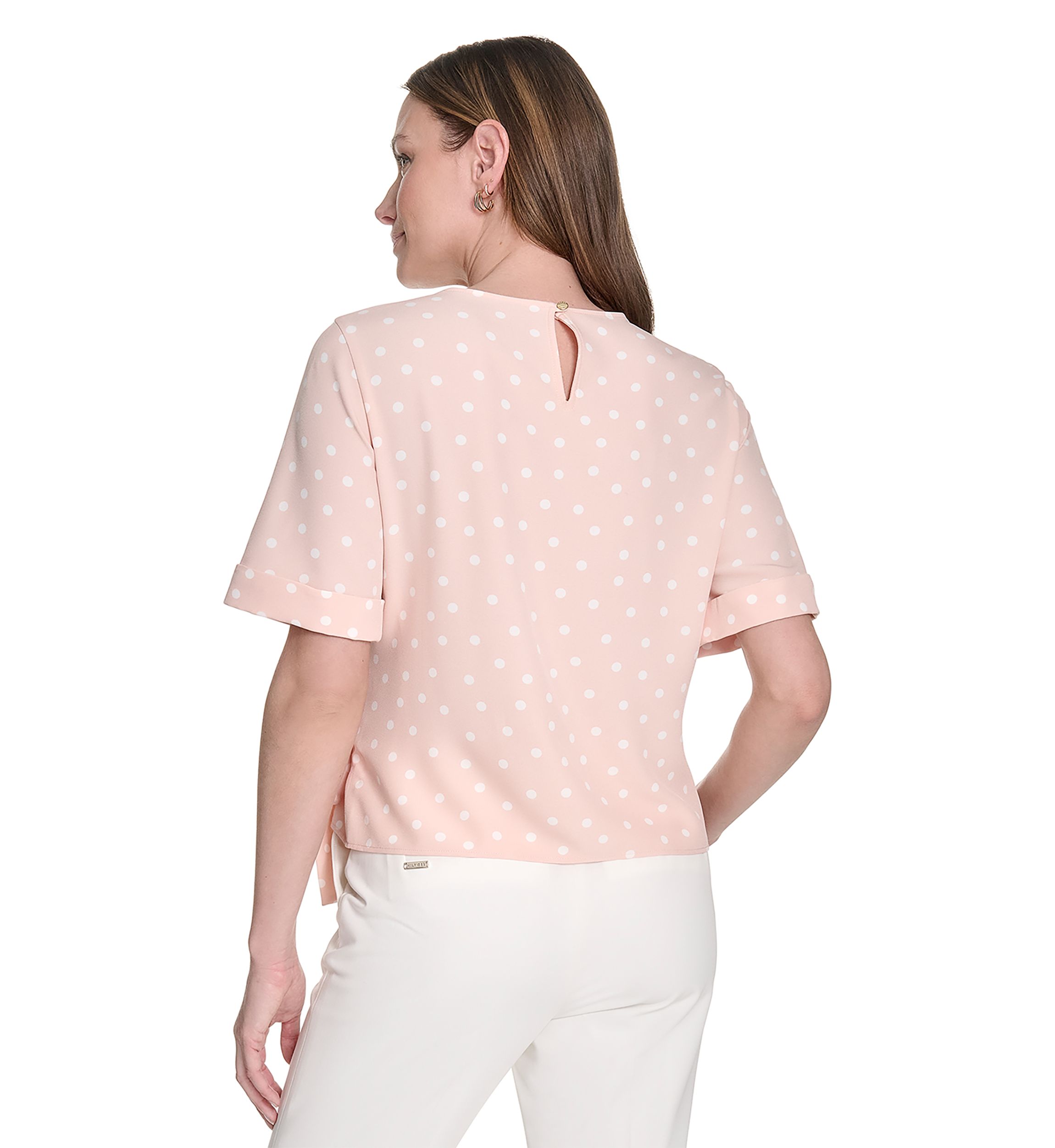Womens Dot Tie Front Blouse