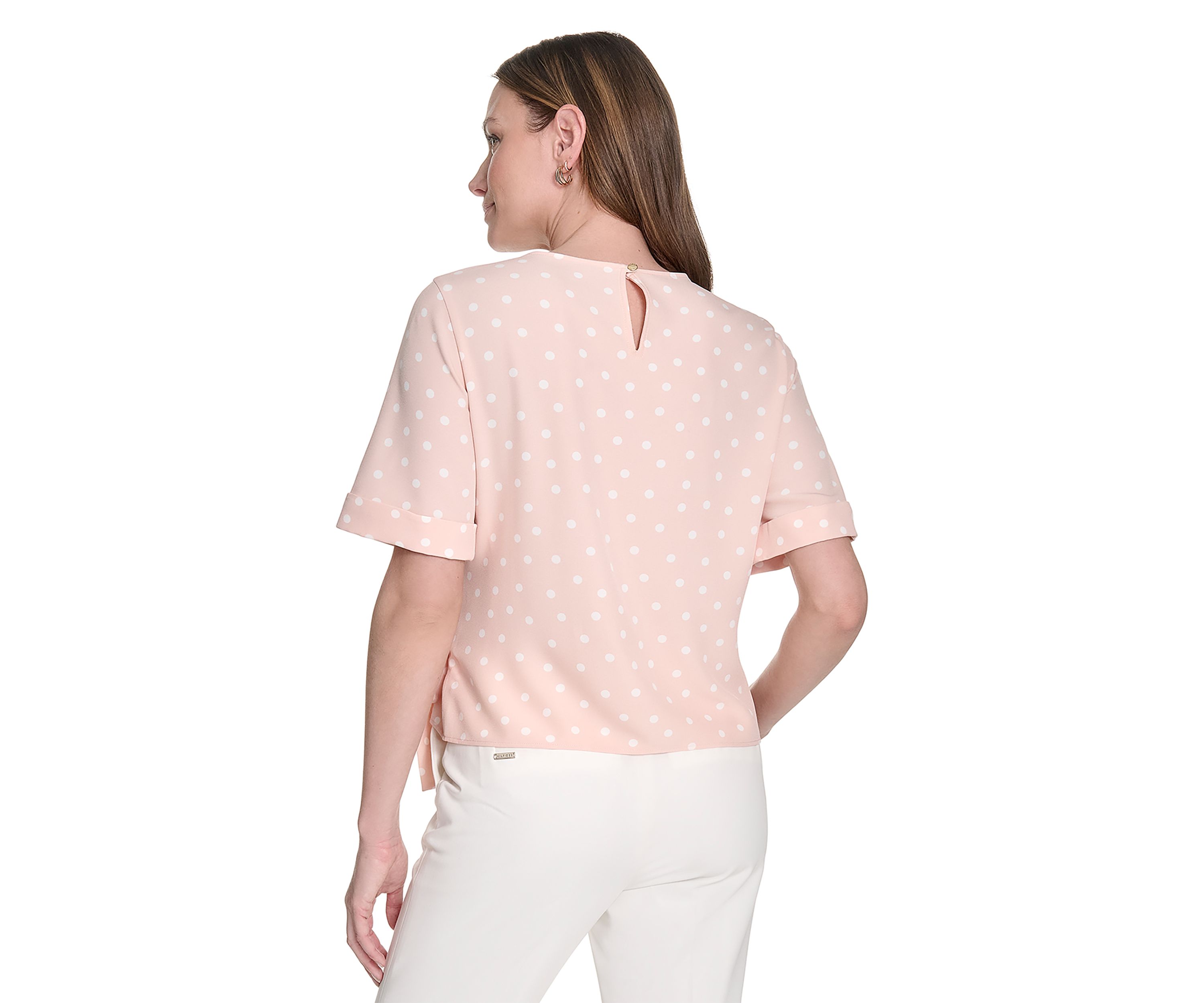 Womens Dot Tie Front Blouse