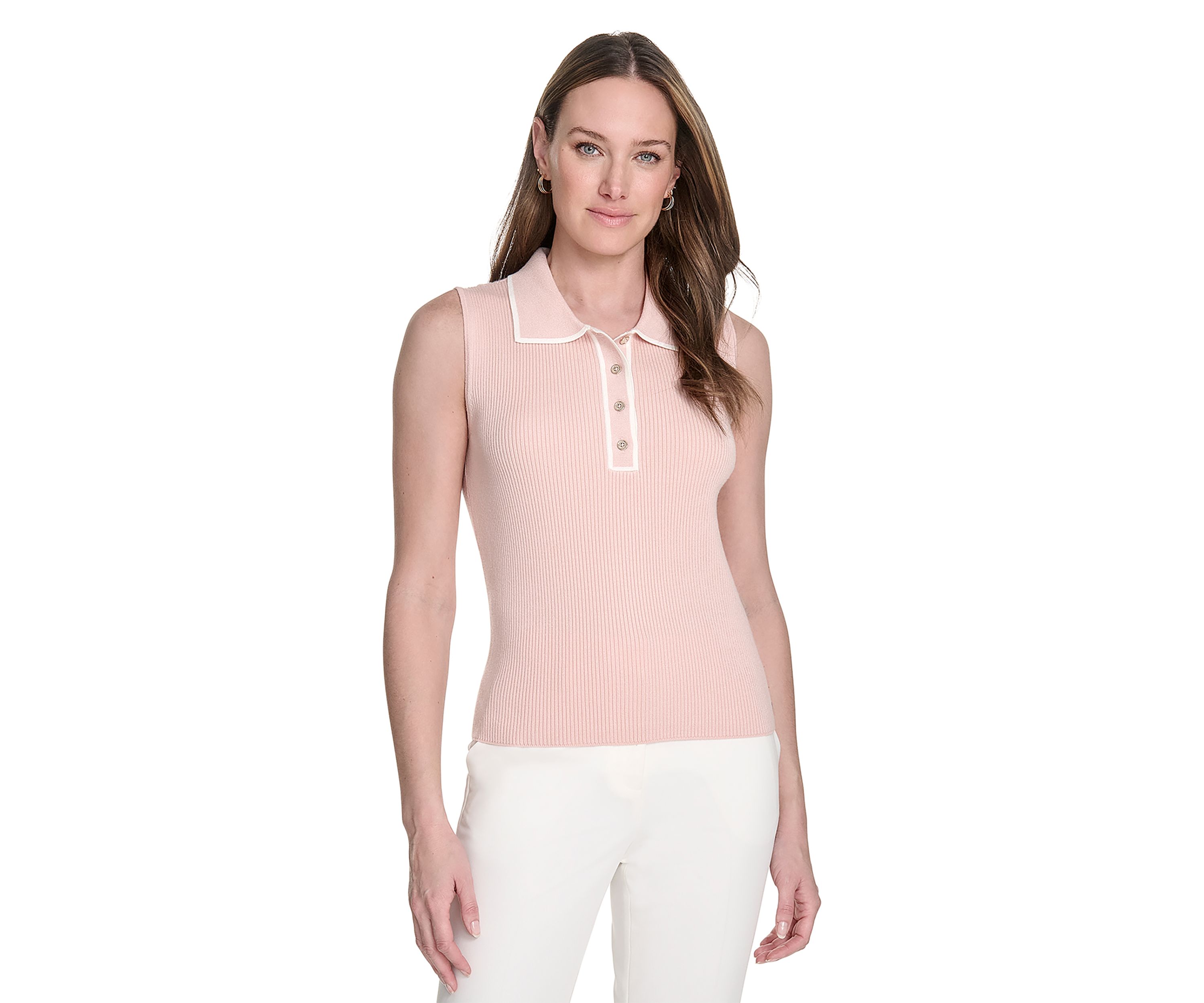 Womens Sleeveless Polo Sweater