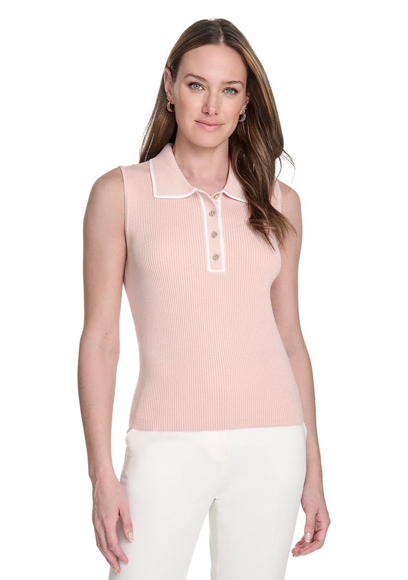 Womens Sleeveless Polo Sweater