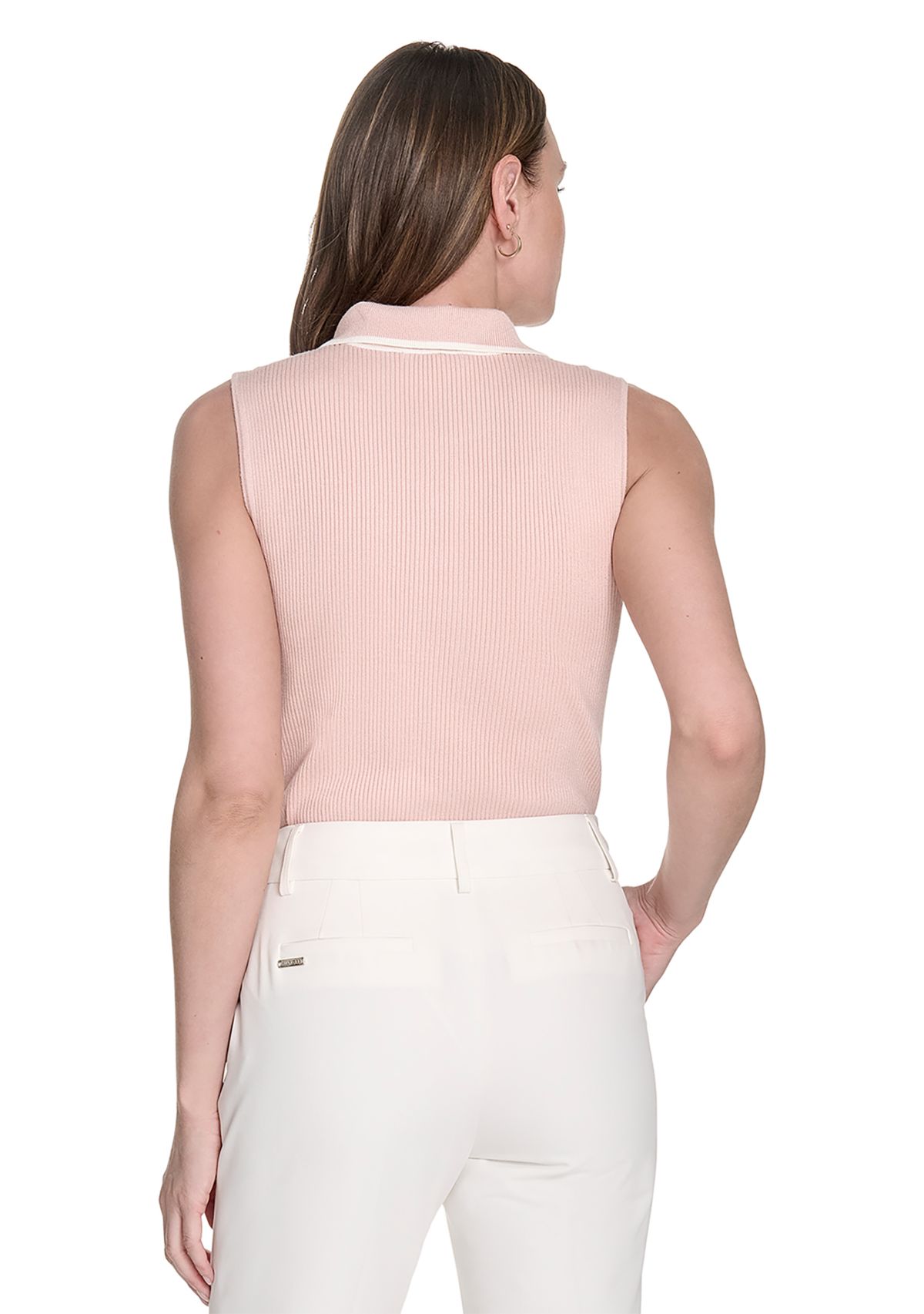 Womens Sleeveless Polo Sweater