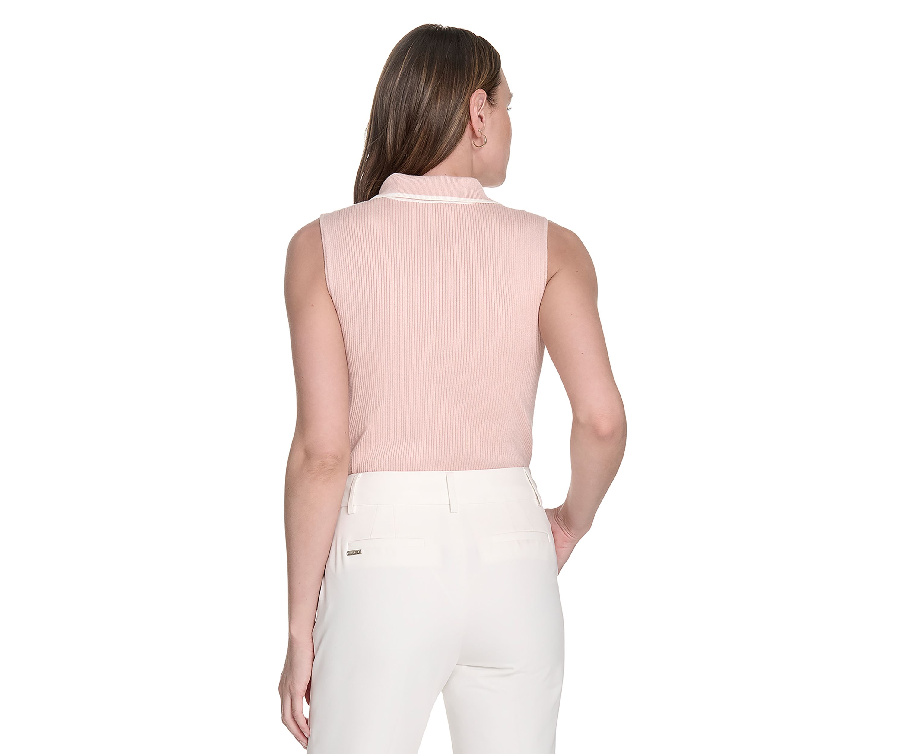 Womens Sleeveless Polo Sweater
