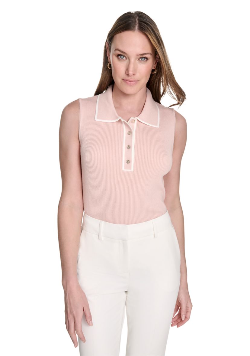 Womens Sleeveless Polo Sweater