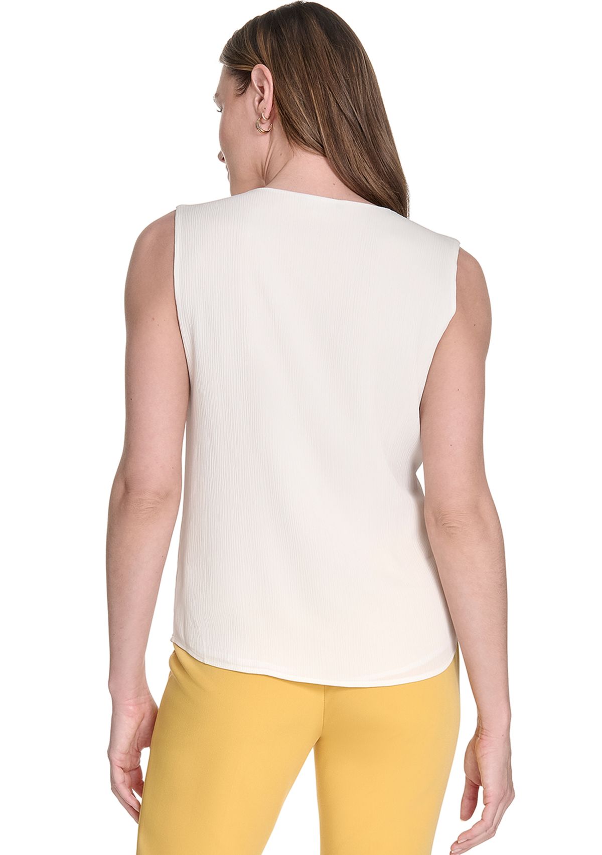 Womens Sleeveless Ruffle Front Blouse 