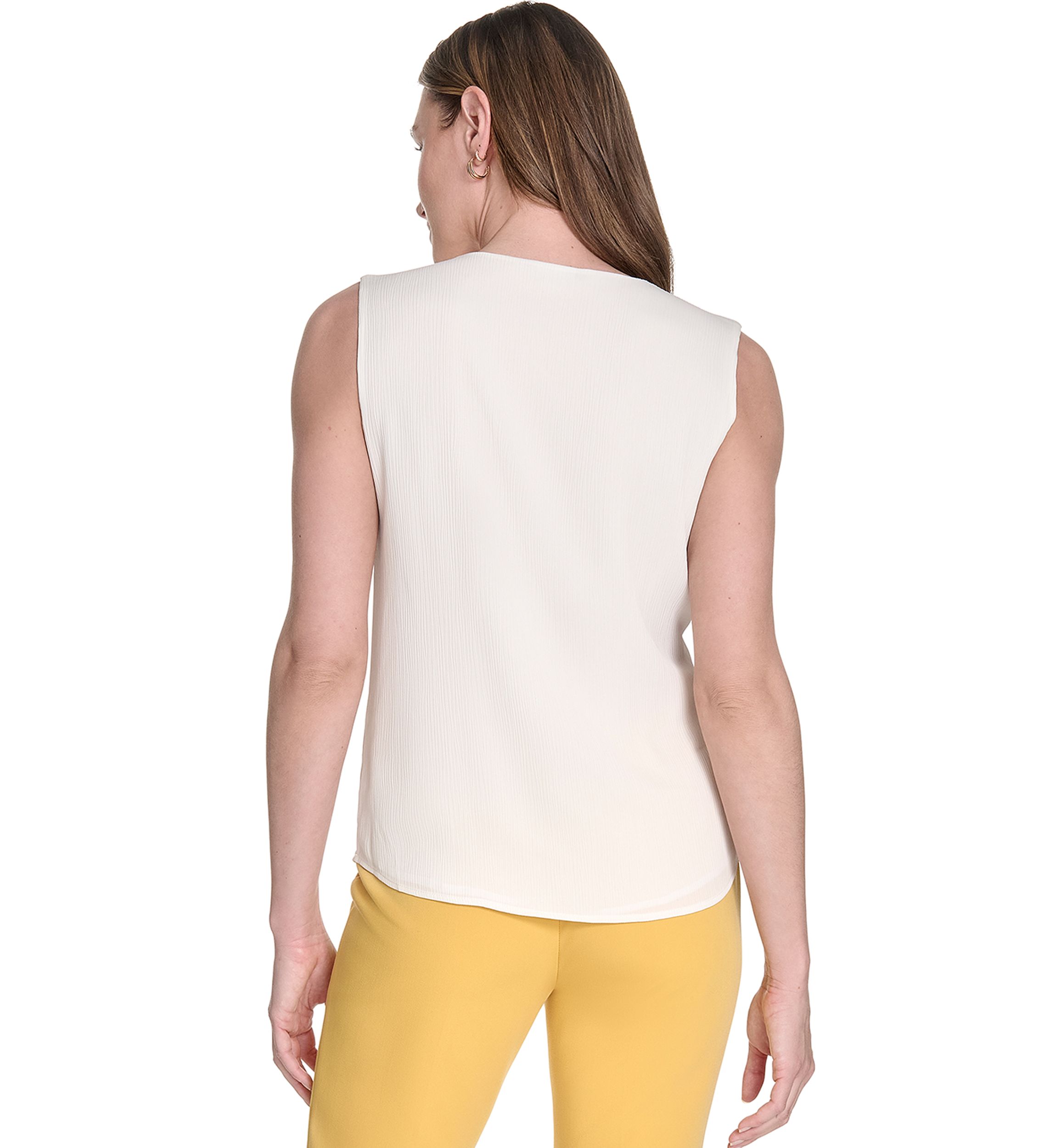 Womens Sleeveless Ruffle Front Blouse 