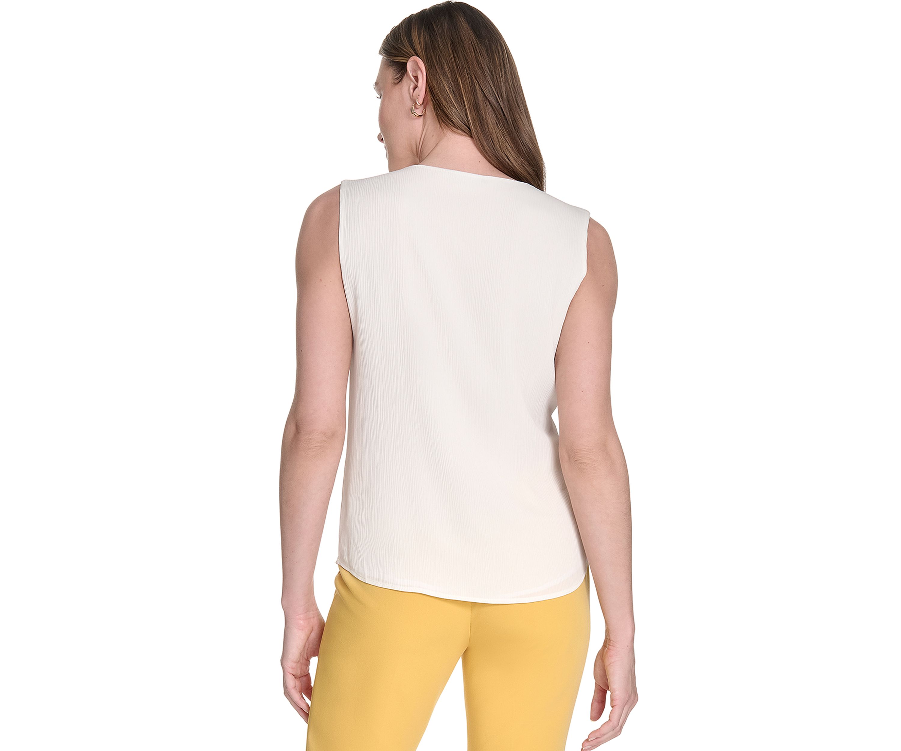 Womens Sleeveless Ruffle Front Blouse 