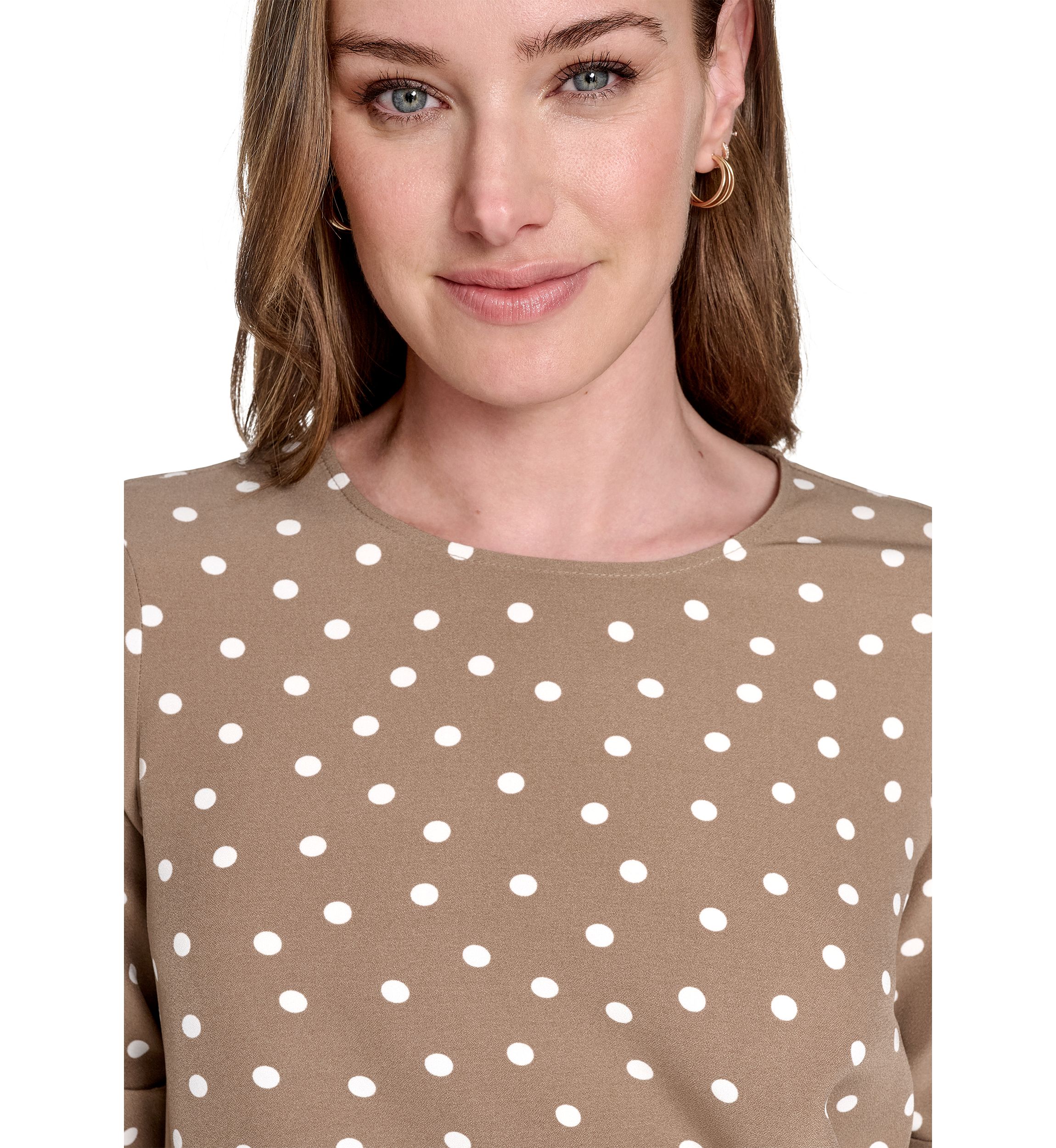 Womens Dot Short Sleeve Tie Front Blouse 