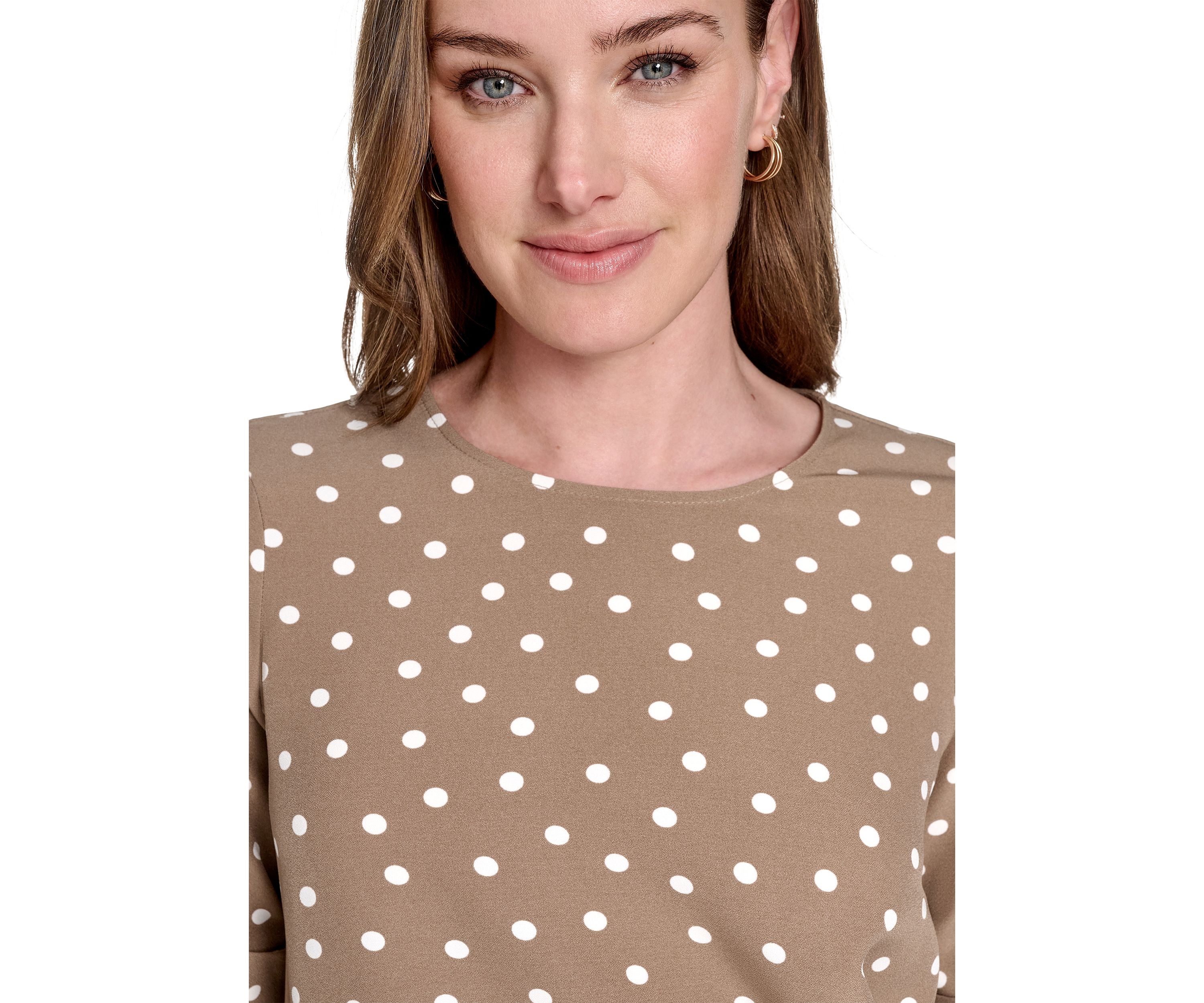 Womens Dot Short Sleeve Tie Front Blouse 