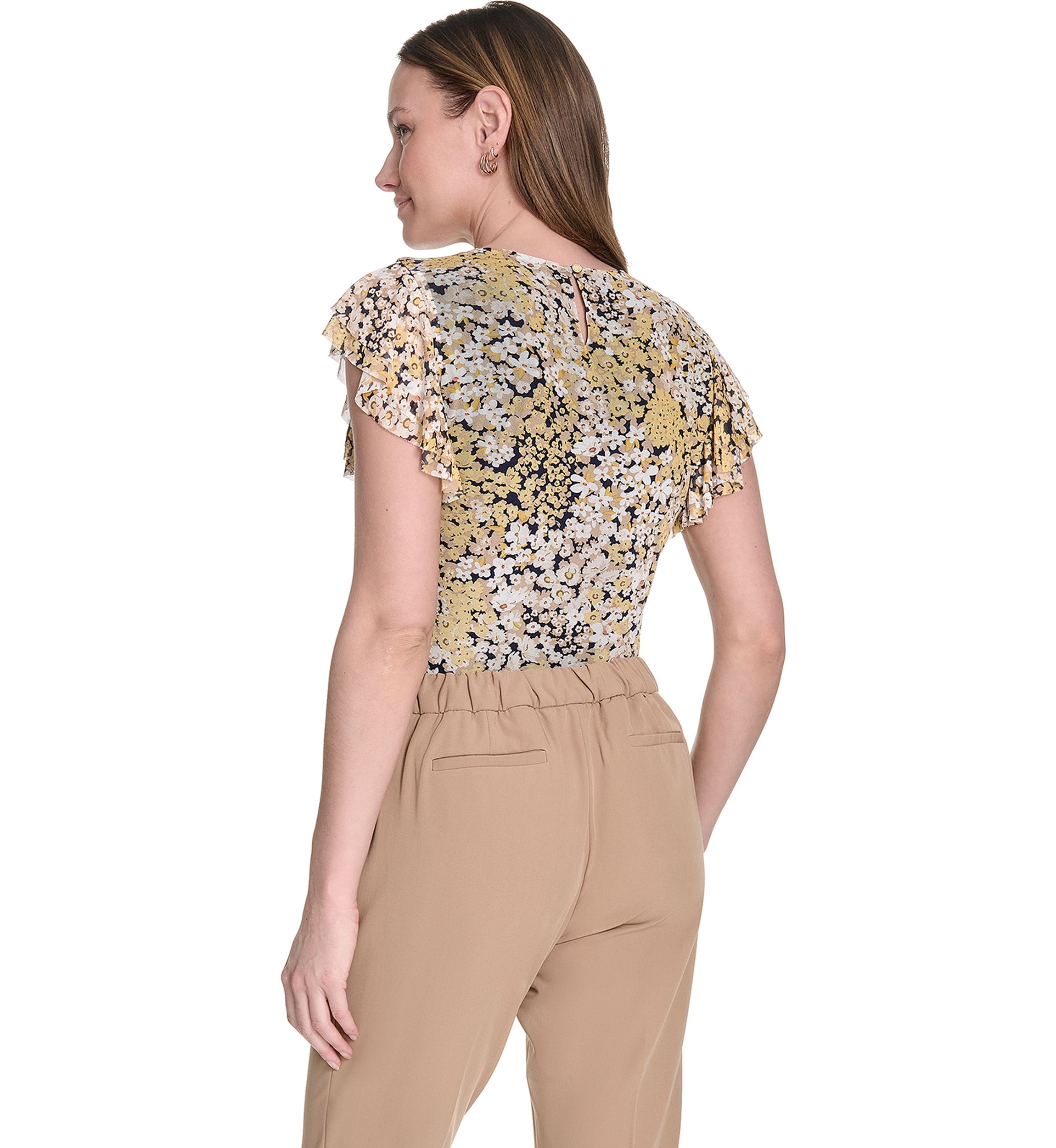 Womens Floral Mesh Top 