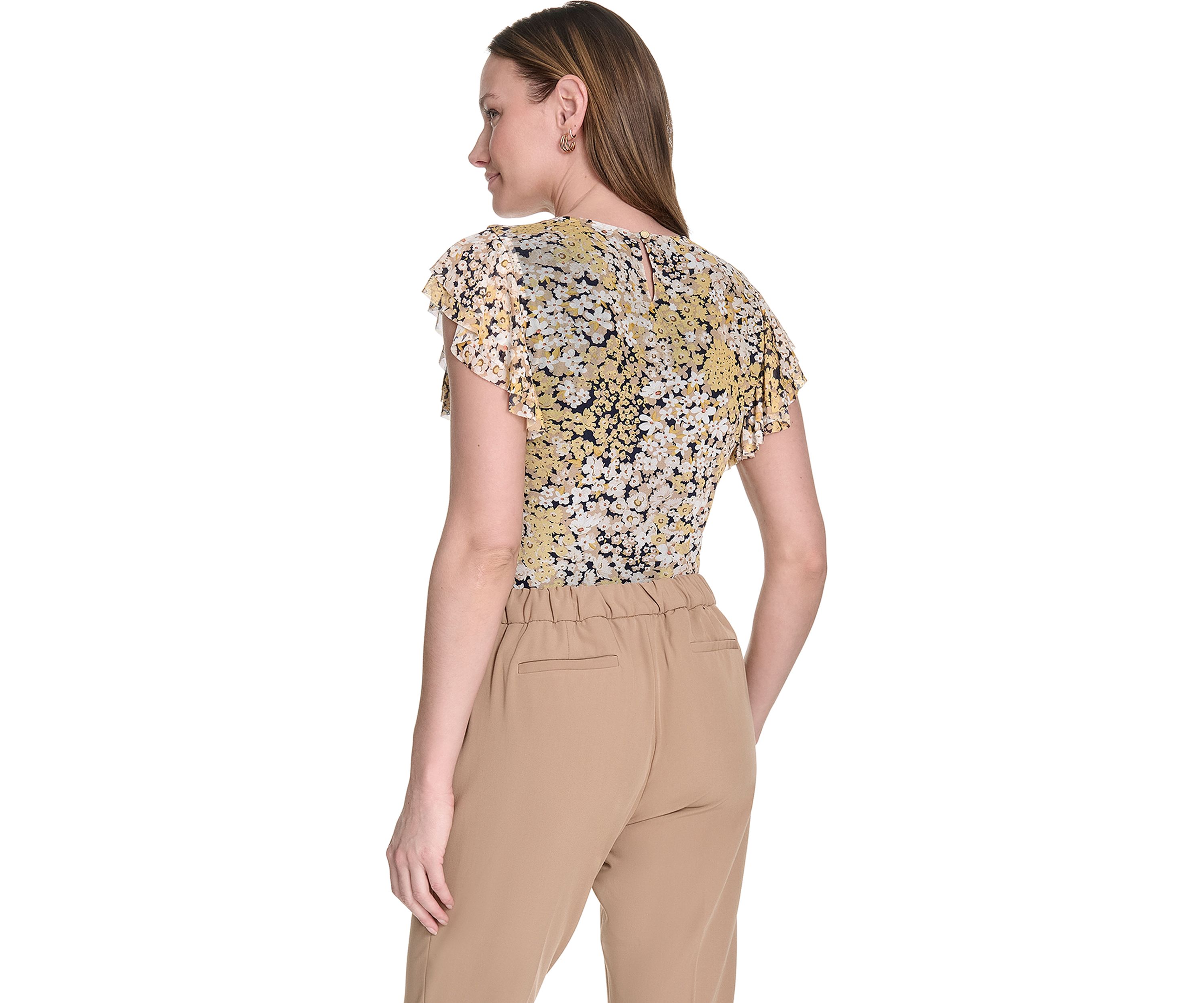 Womens Floral Mesh Top 