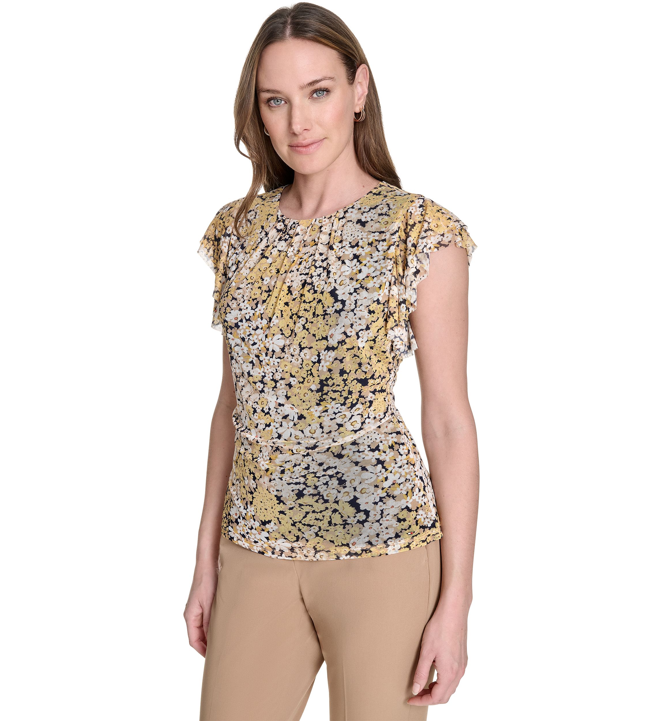 Womens Floral Mesh Top 