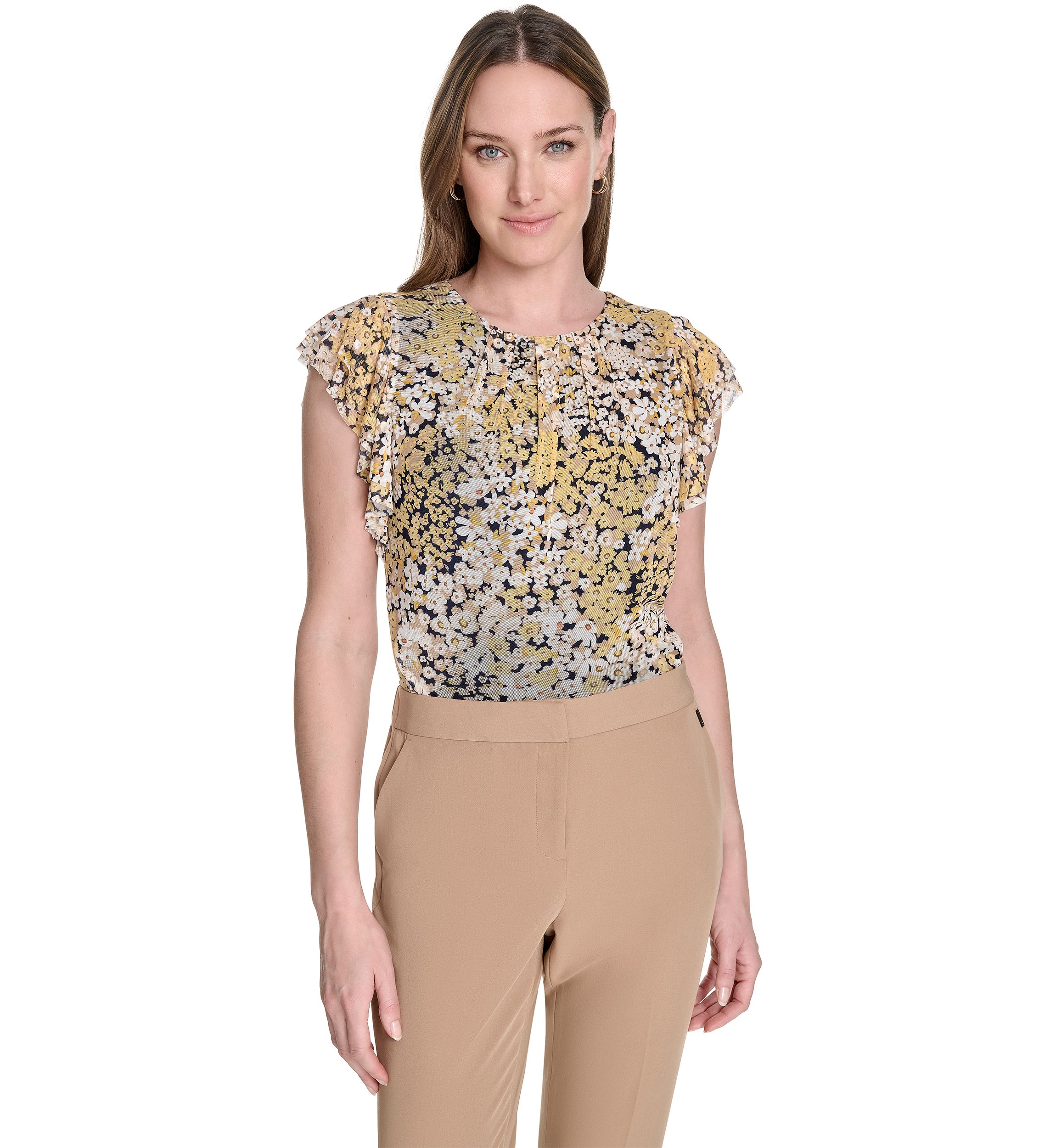 Womens Floral Mesh Top 