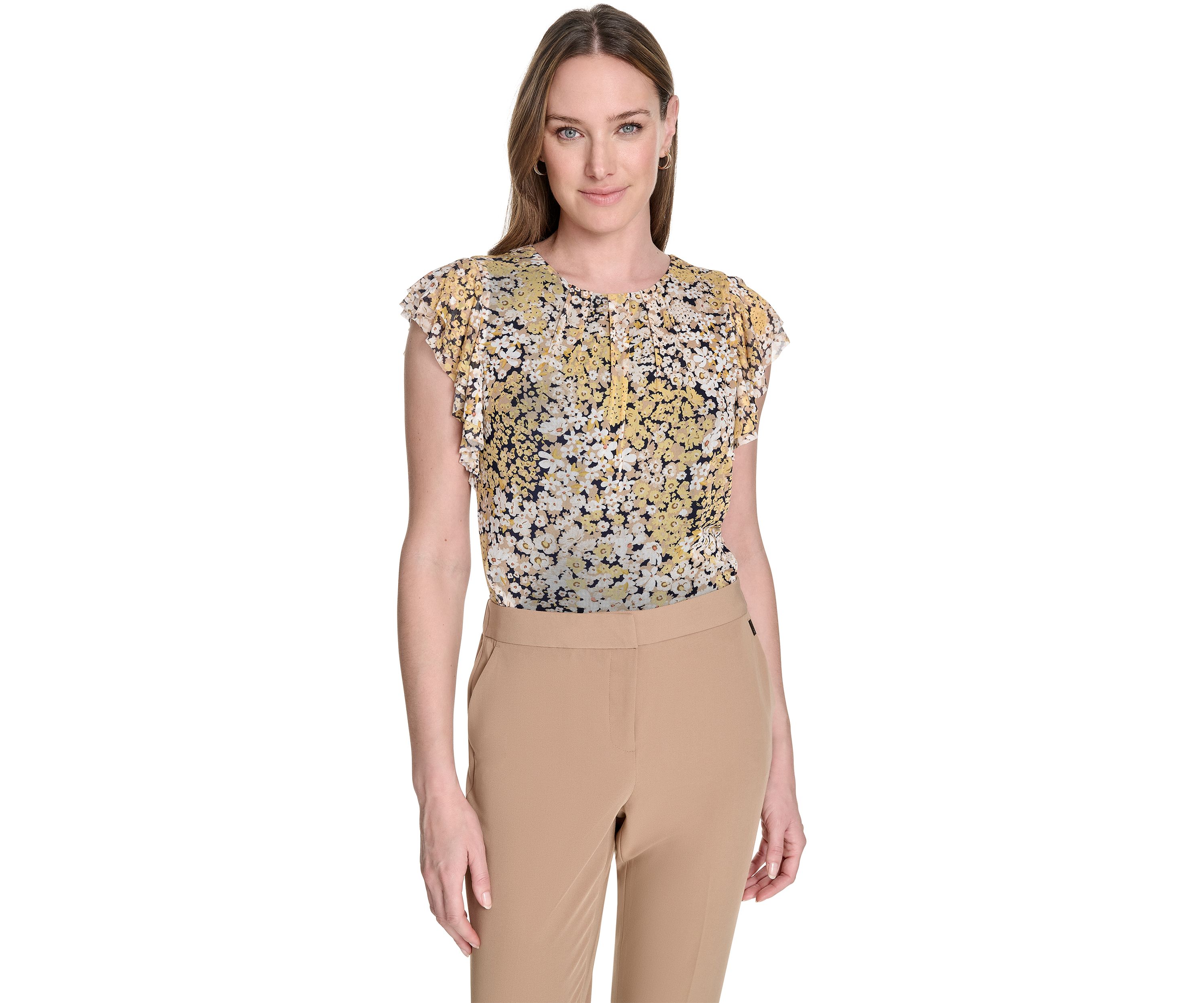 Womens Floral Mesh Top 