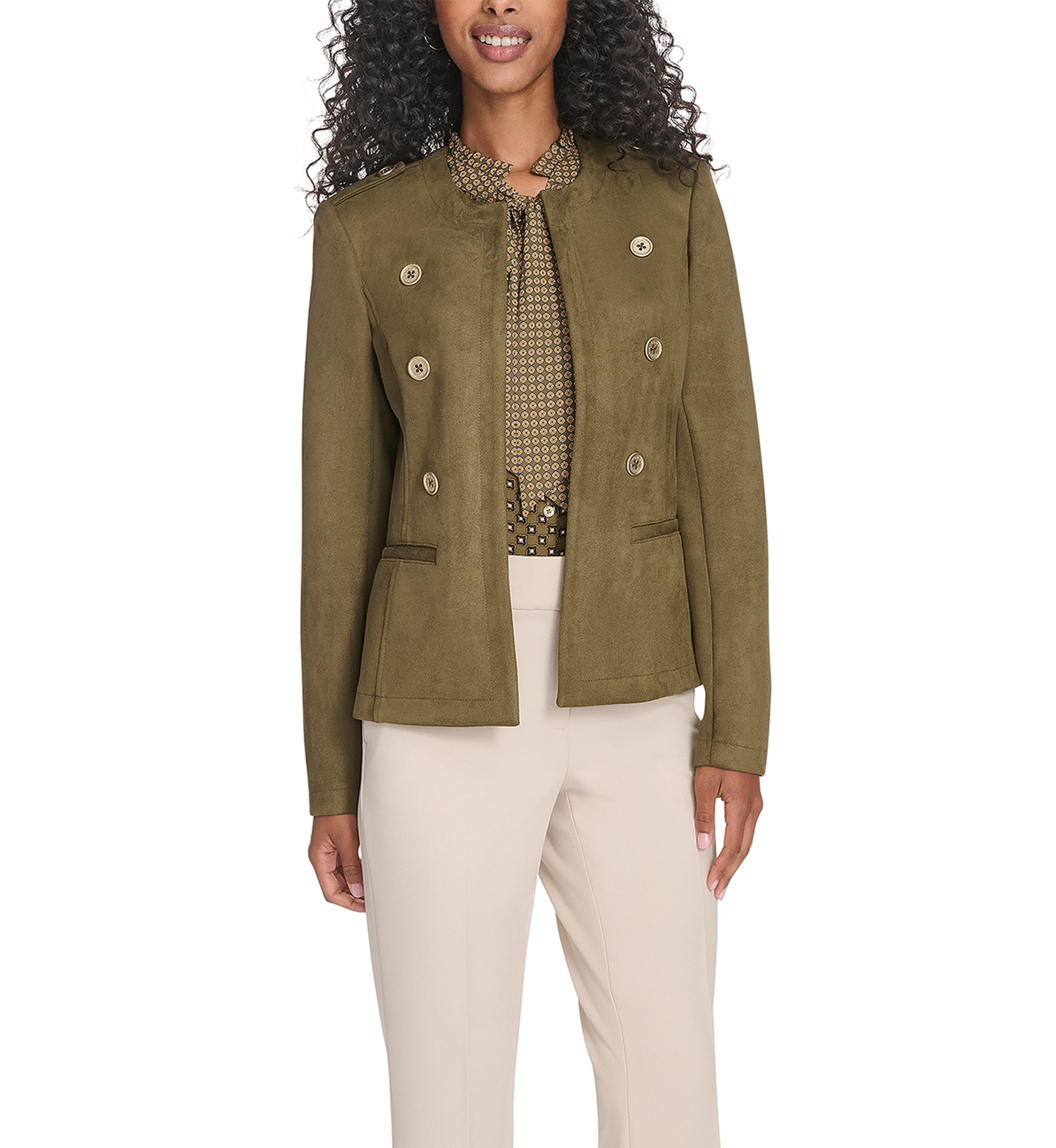Womens Scuba Suede Band Jacket