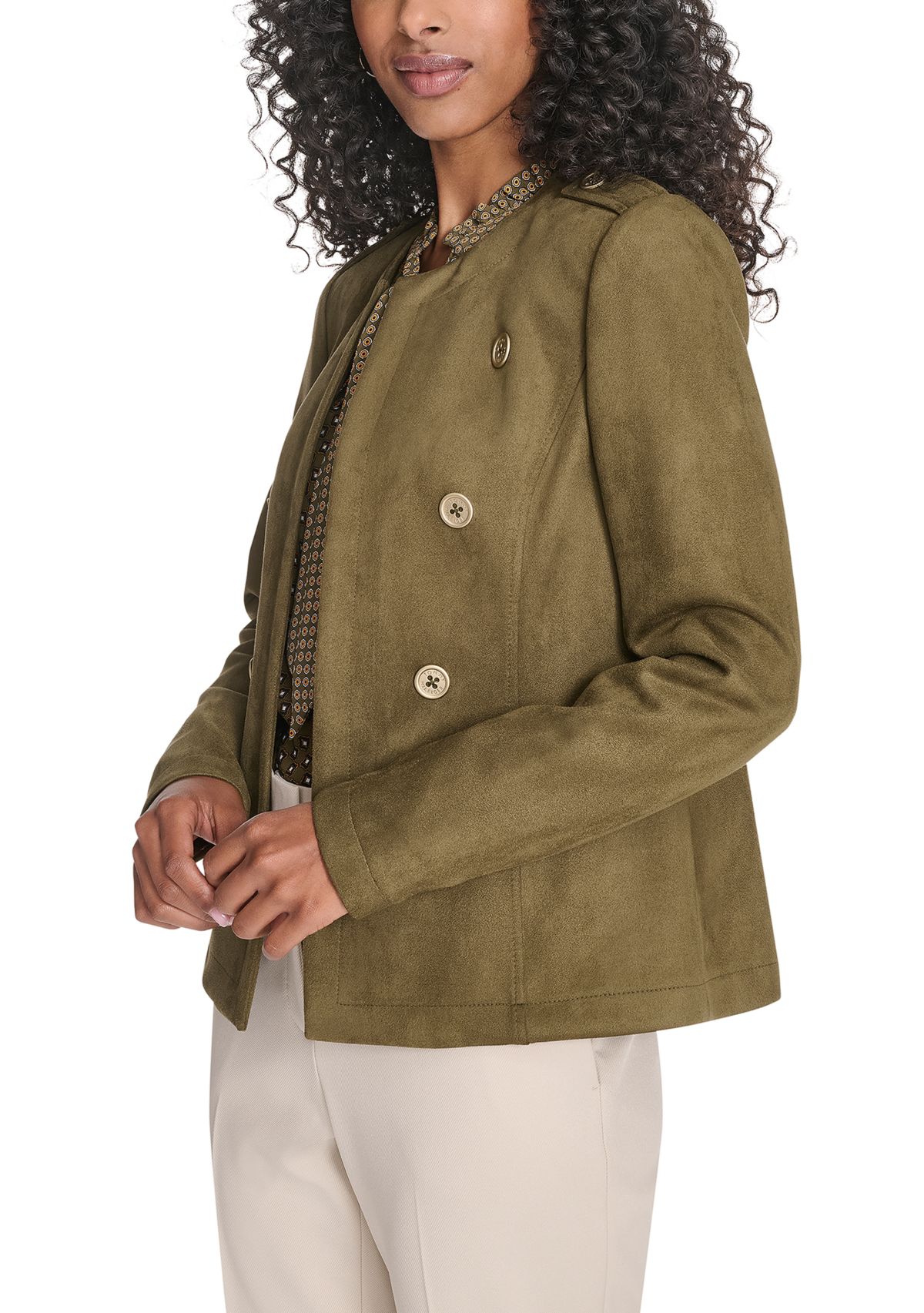 Womens Scuba Suede Band Jacket