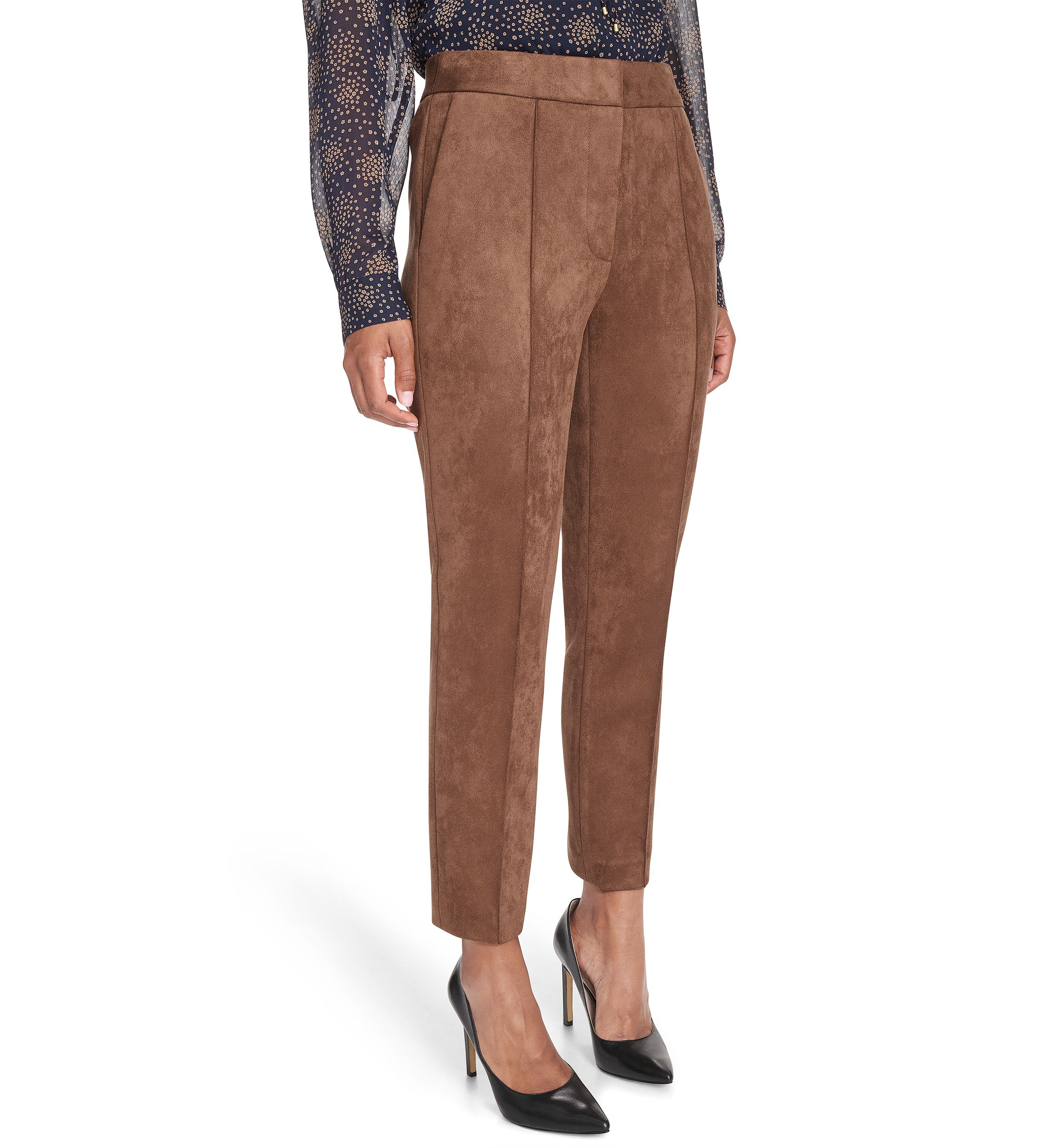 Womens Scuba Suede Ankle Pants