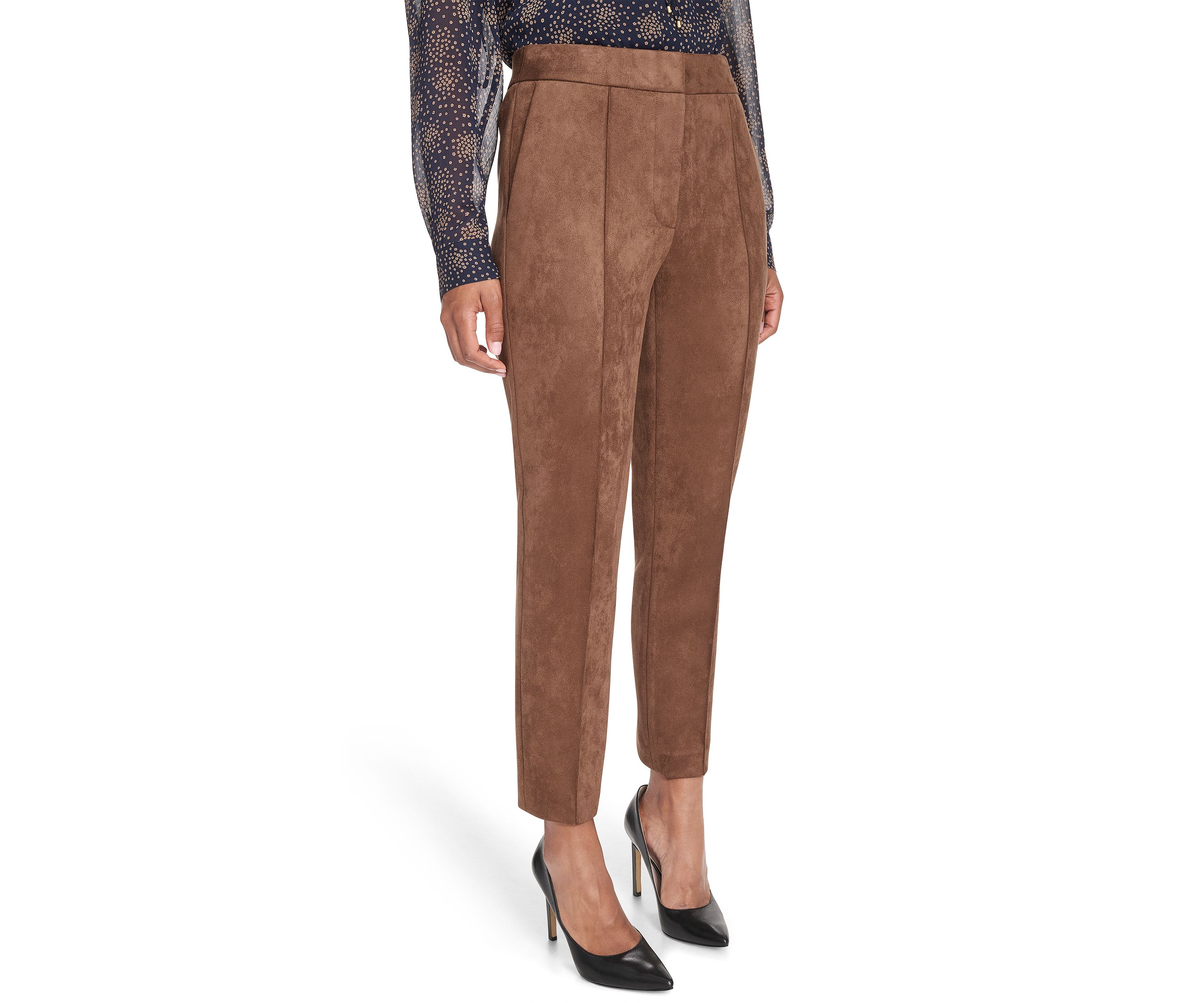 Womens Scuba Suede Ankle Pants
