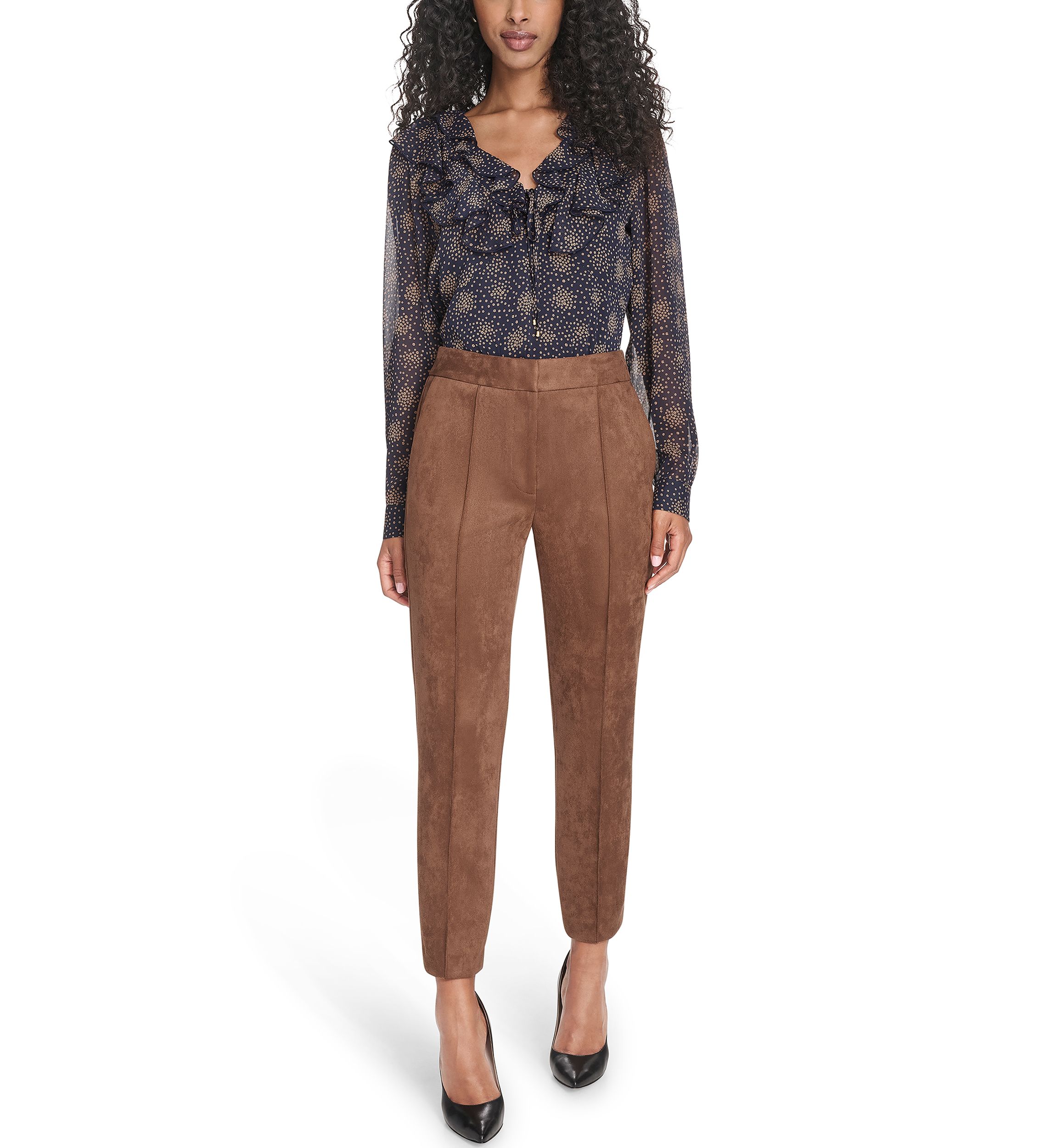 Womens Scuba Suede Ankle Pants