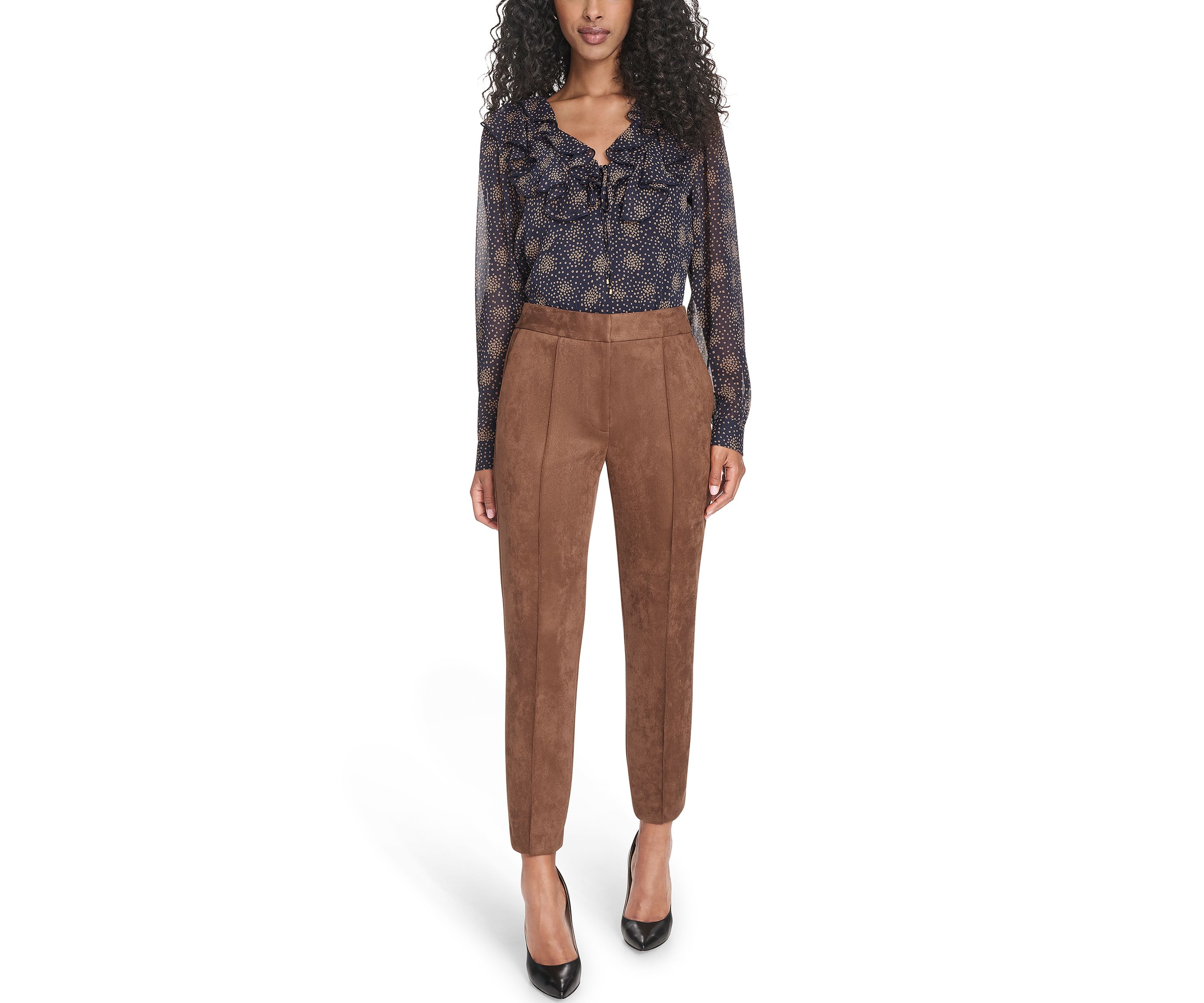Womens Scuba Suede Ankle Pants