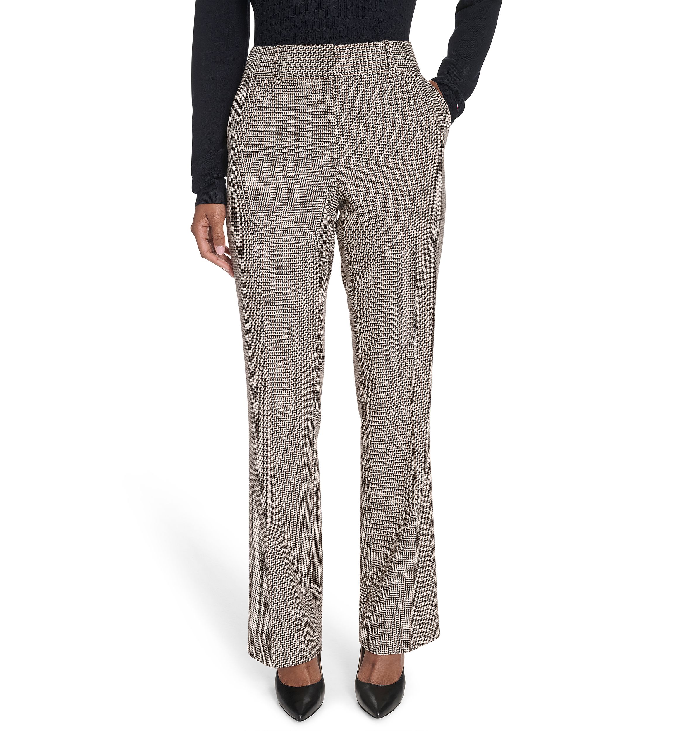 Womens Houndstooth Bootcut Trousers