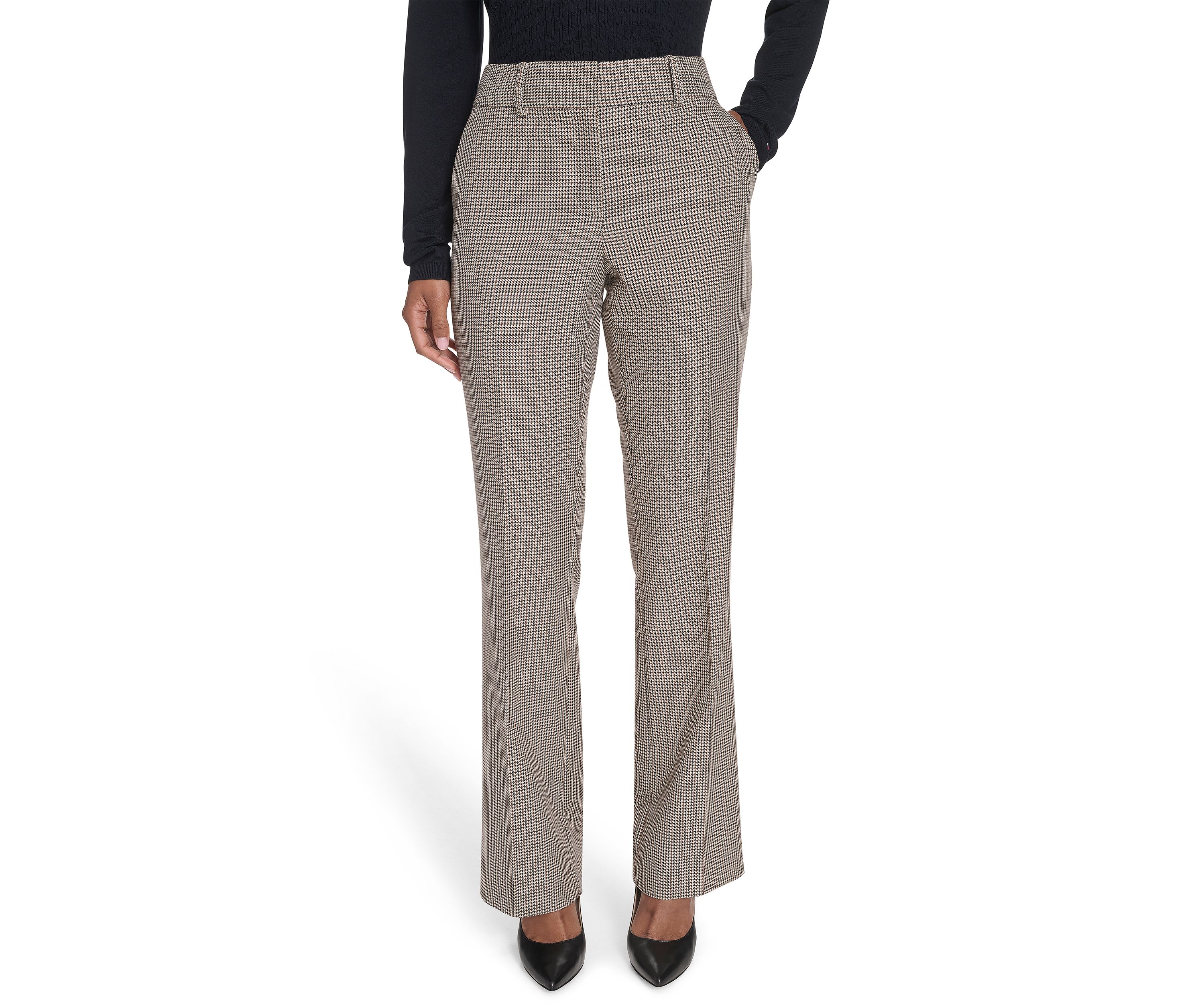 Womens Houndstooth Bootcut Trousers