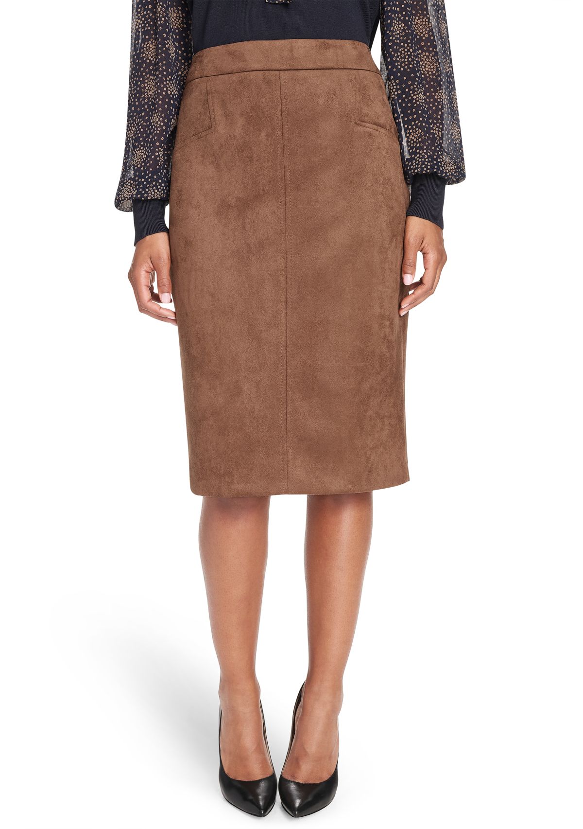 Womens Scuba Suede Pencil Skirt
