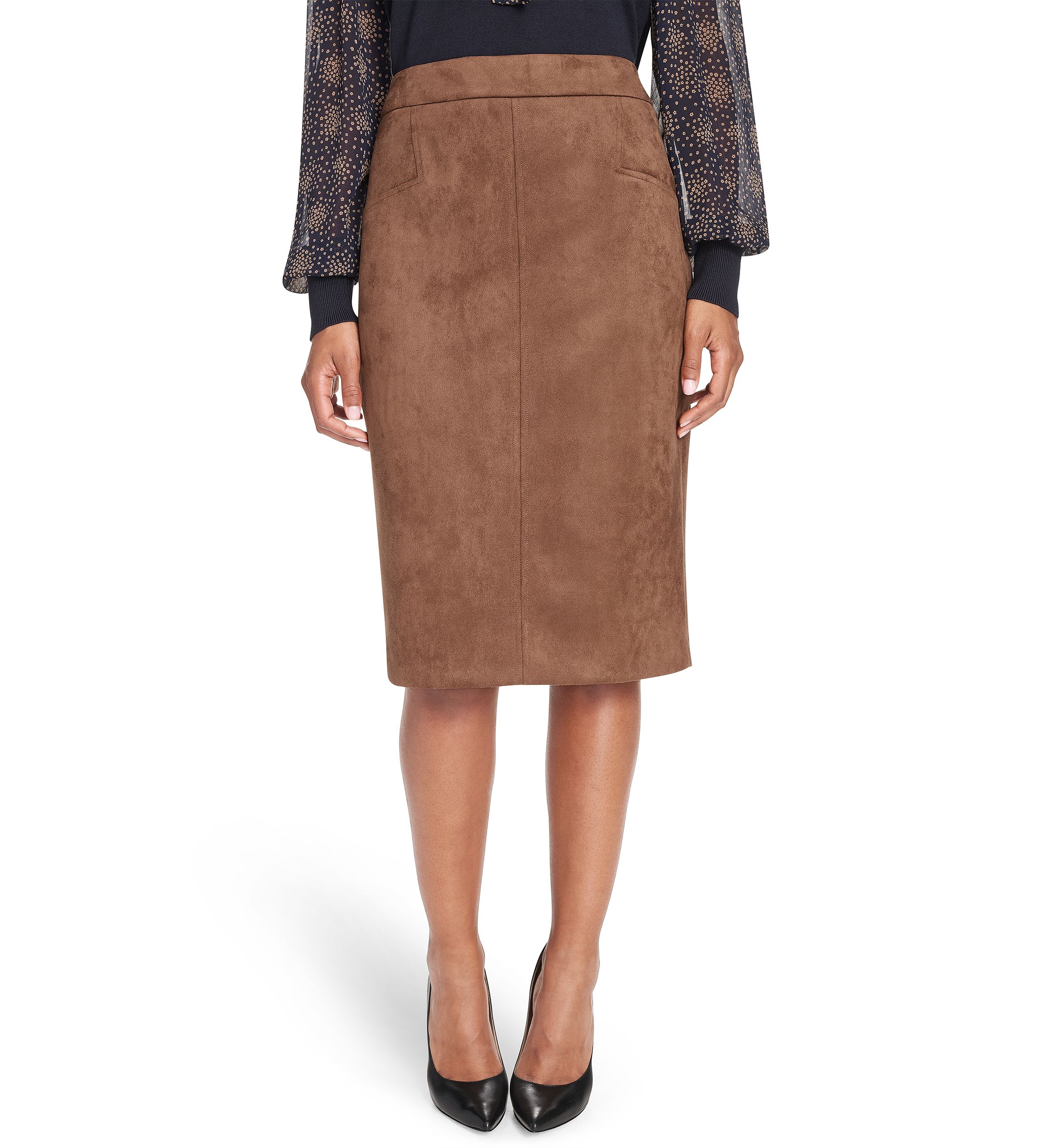 Womens Scuba Suede Pencil Skirt