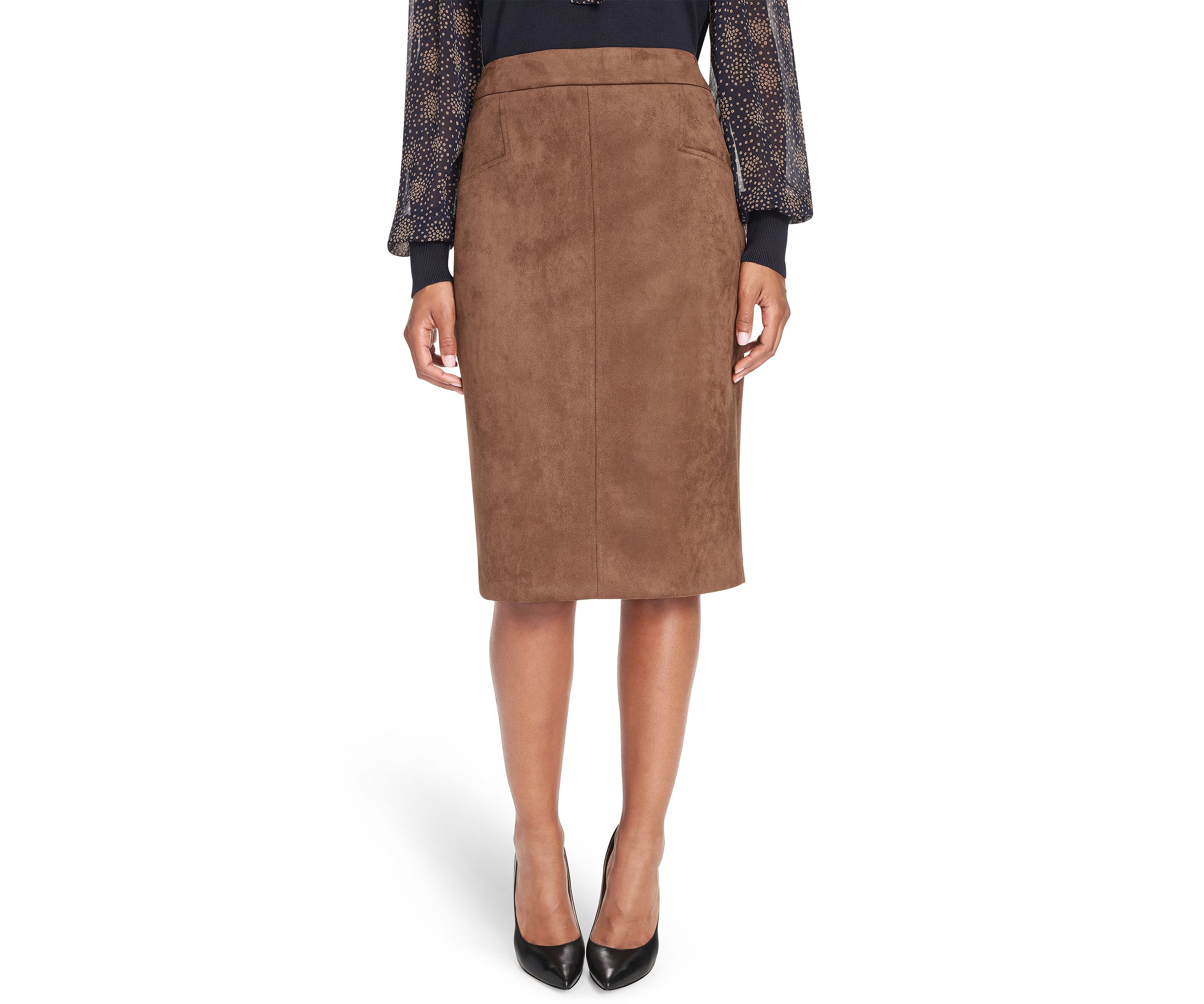 Womens Scuba Suede Pencil Skirt