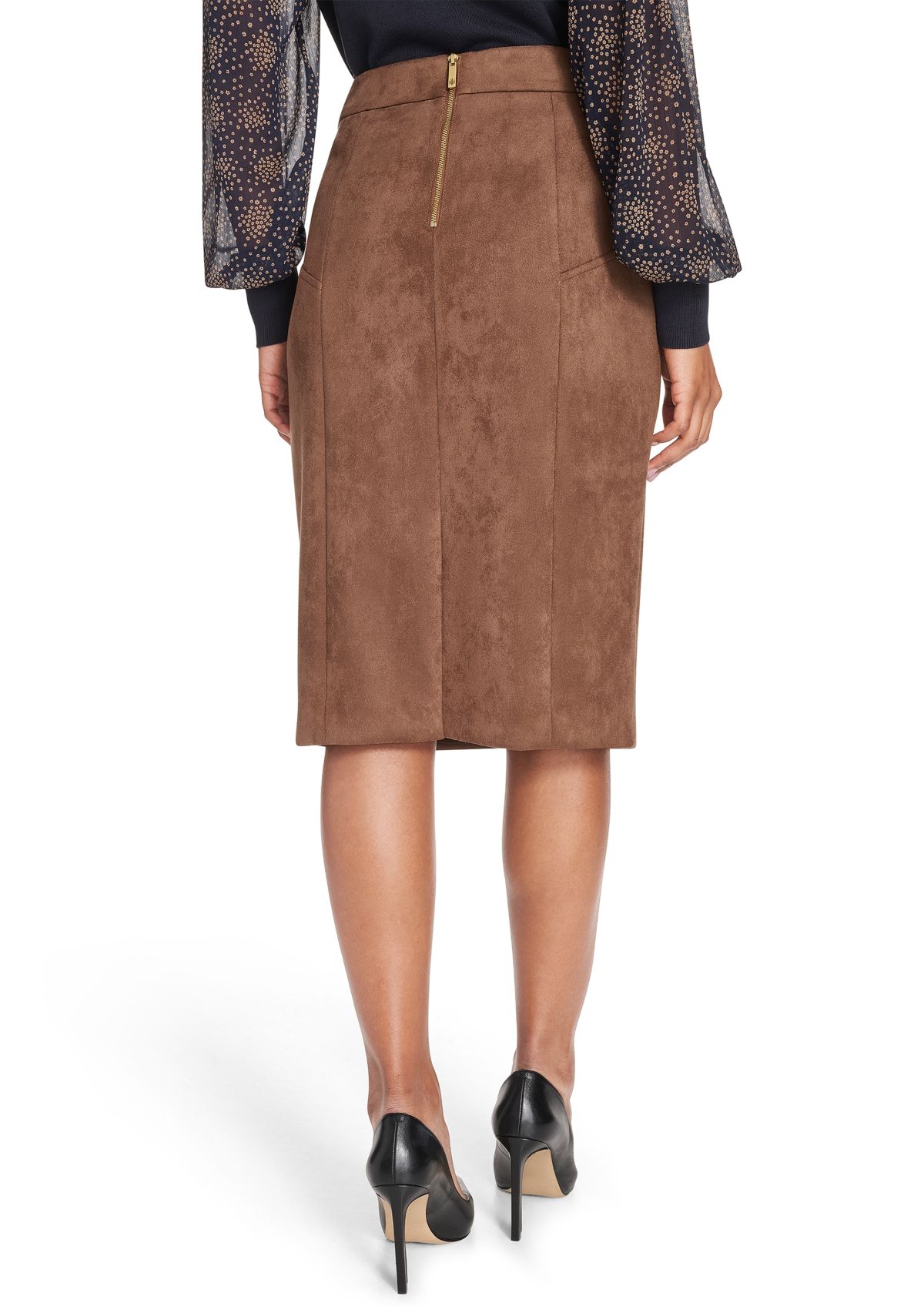 Womens Scuba Suede Pencil Skirt
