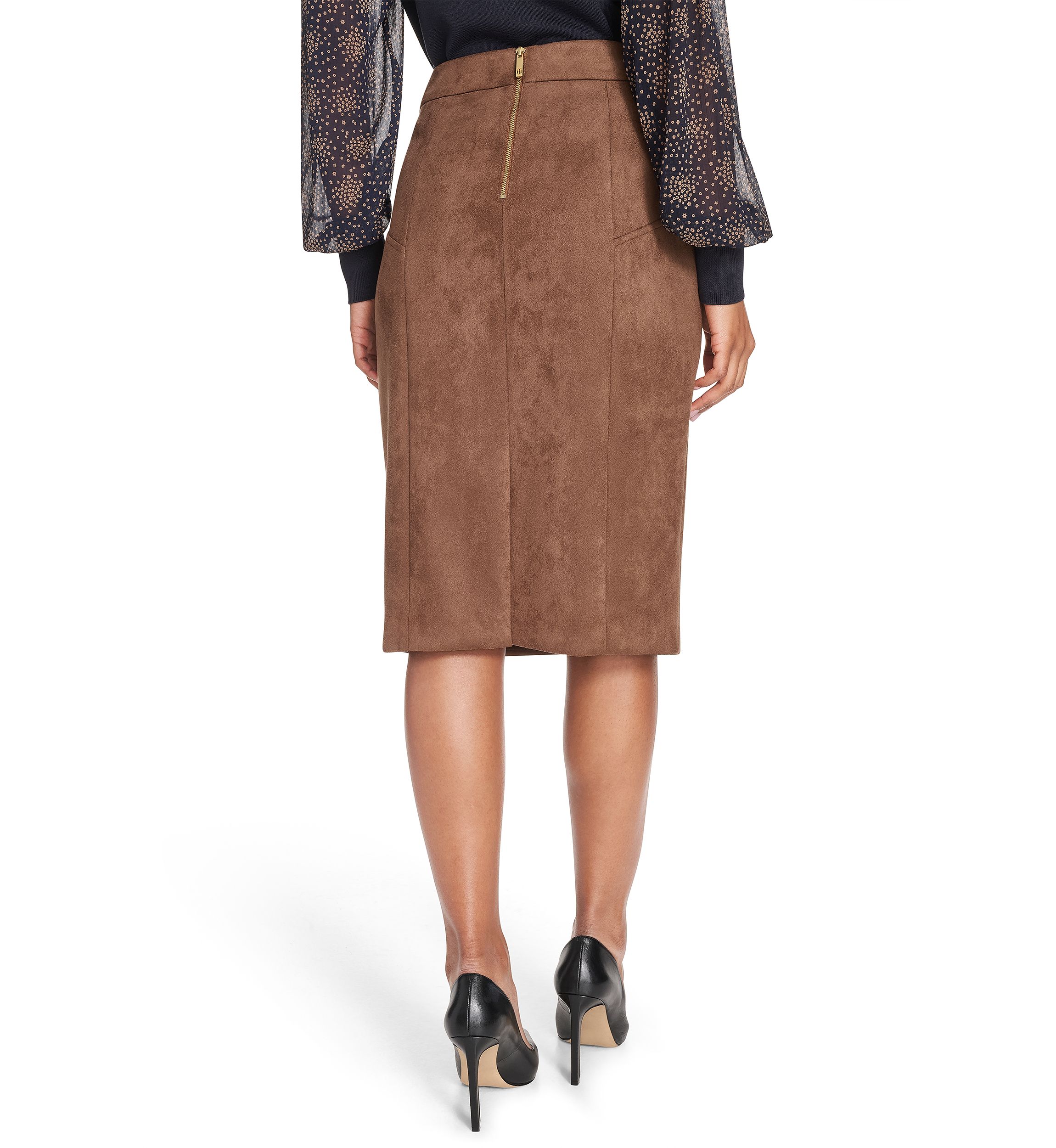Womens Scuba Suede Pencil Skirt