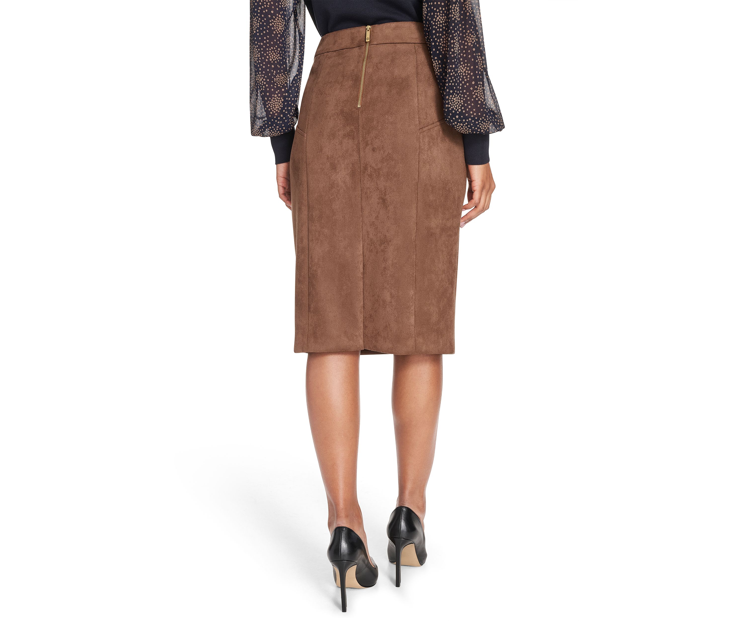 Womens Scuba Suede Pencil Skirt