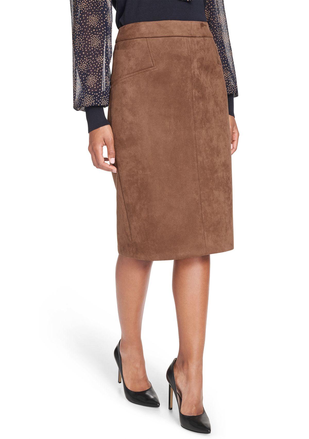 Womens Scuba Suede Pencil Skirt