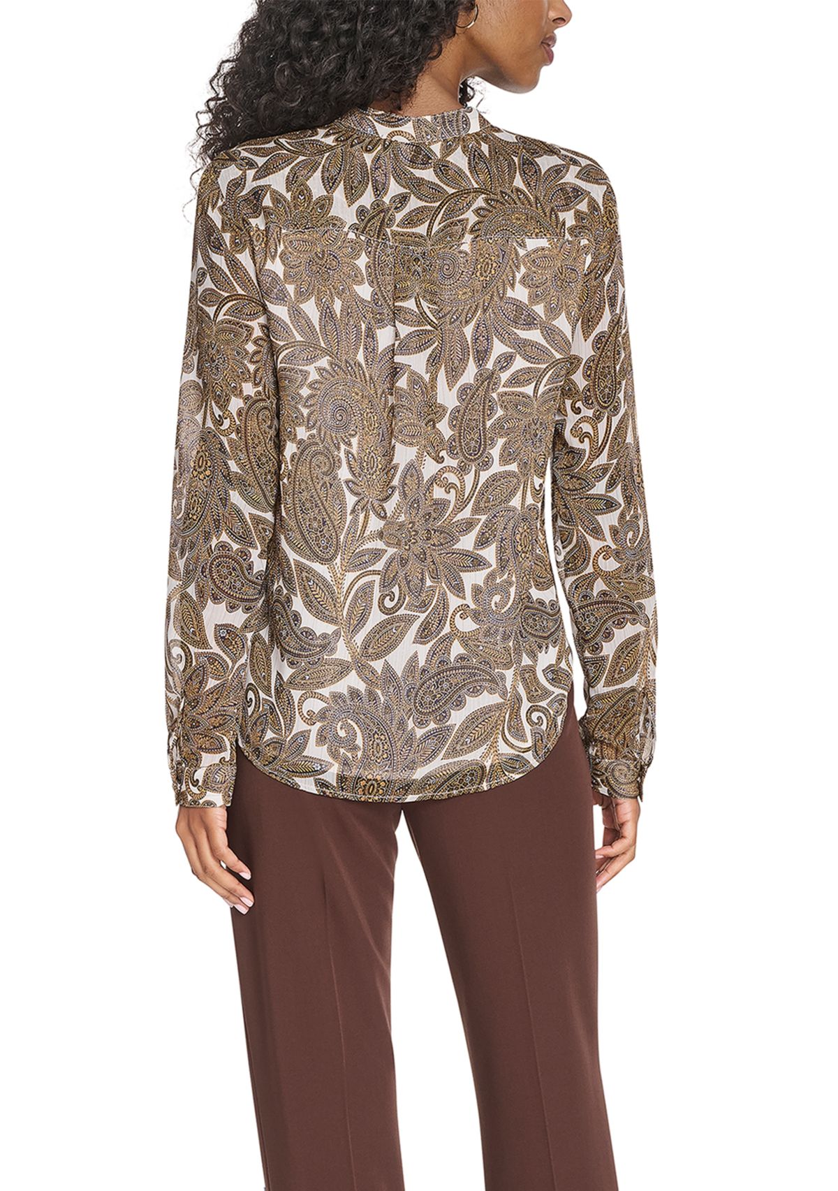 Womens Paisley Ruffle Blouse