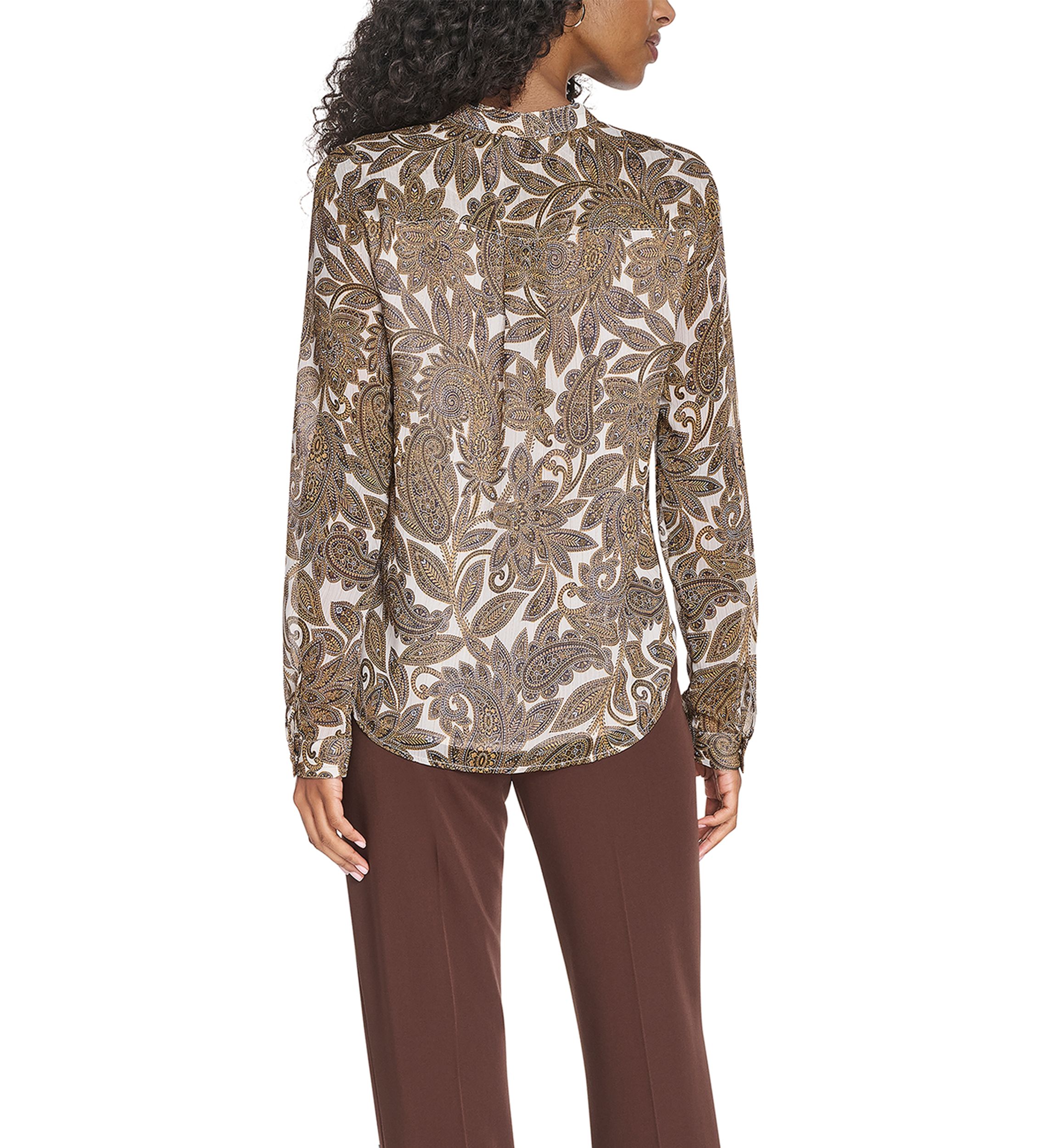 Womens Paisley Ruffle Blouse