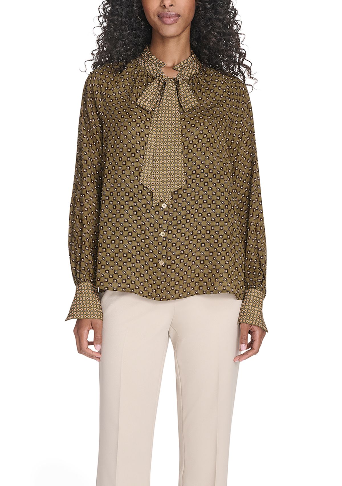 Womens Foulard Tie Neck Blouse