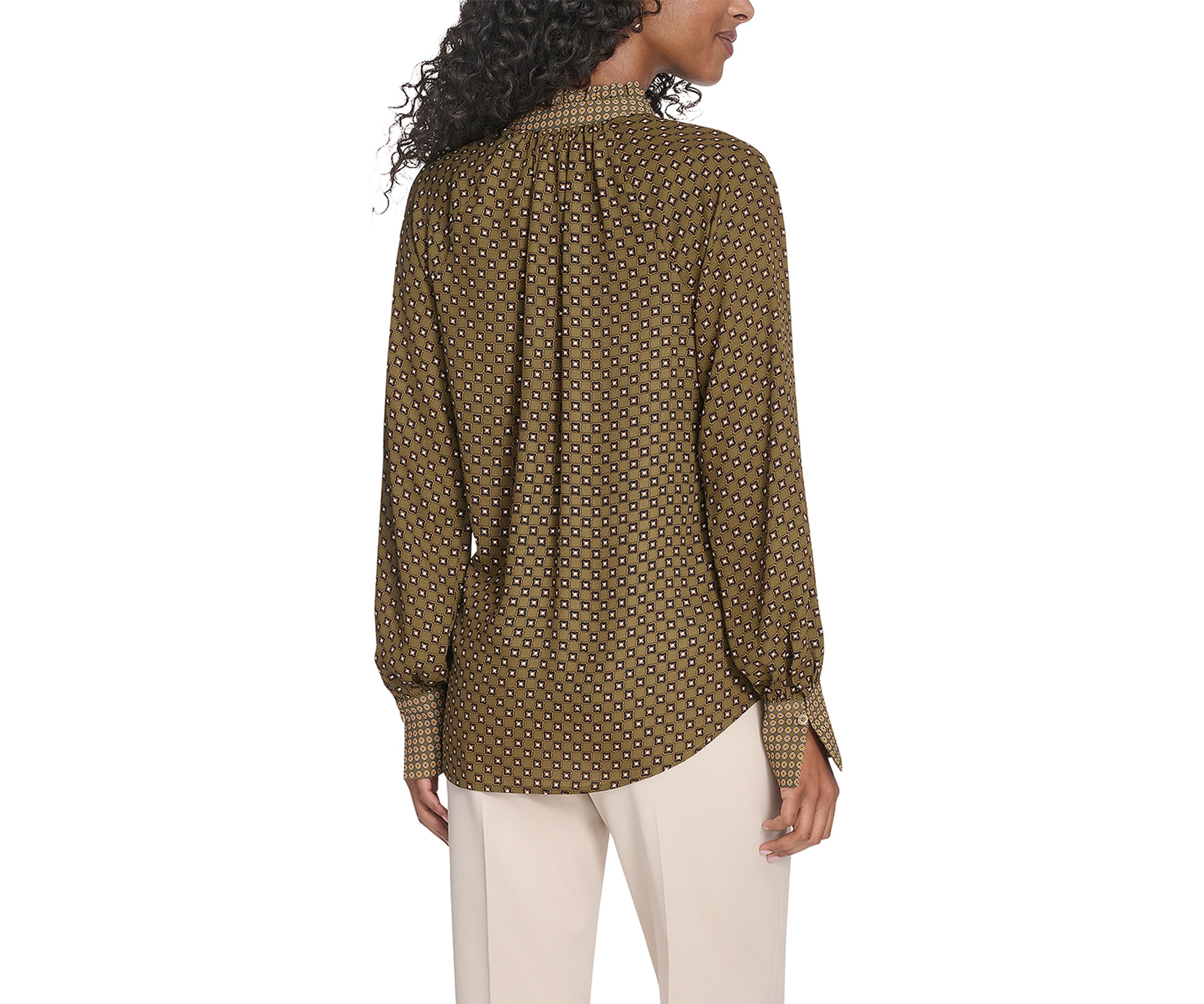Womens Foulard Tie Neck Blouse