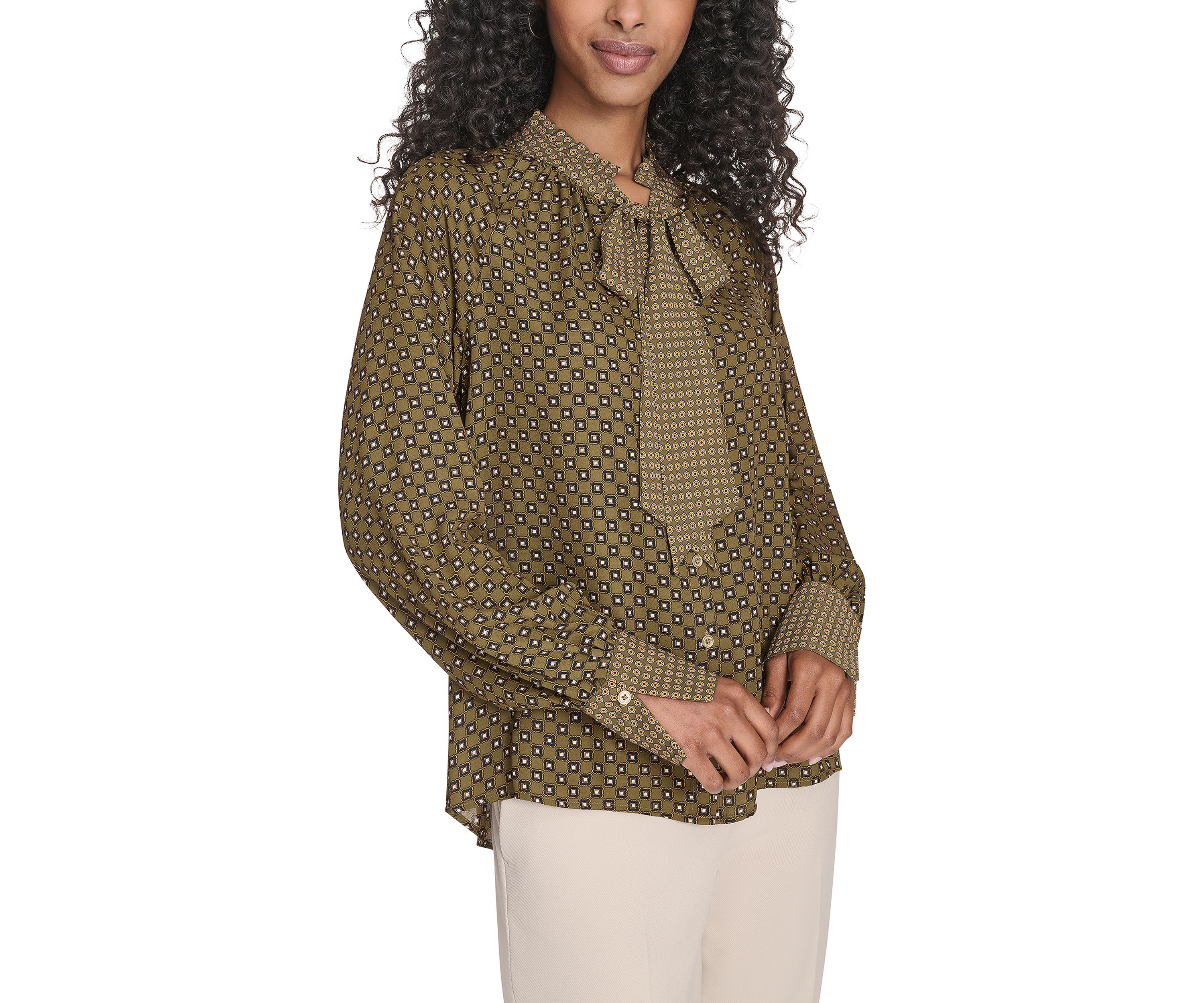 Womens Foulard Tie Neck Blouse