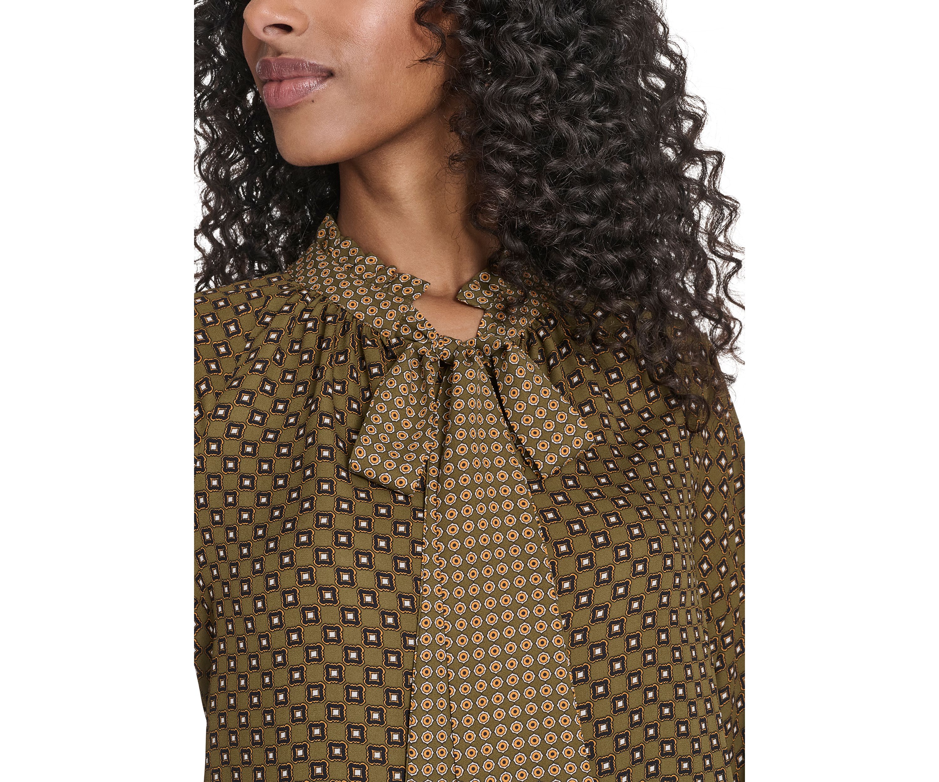 Womens Foulard Tie Neck Blouse
