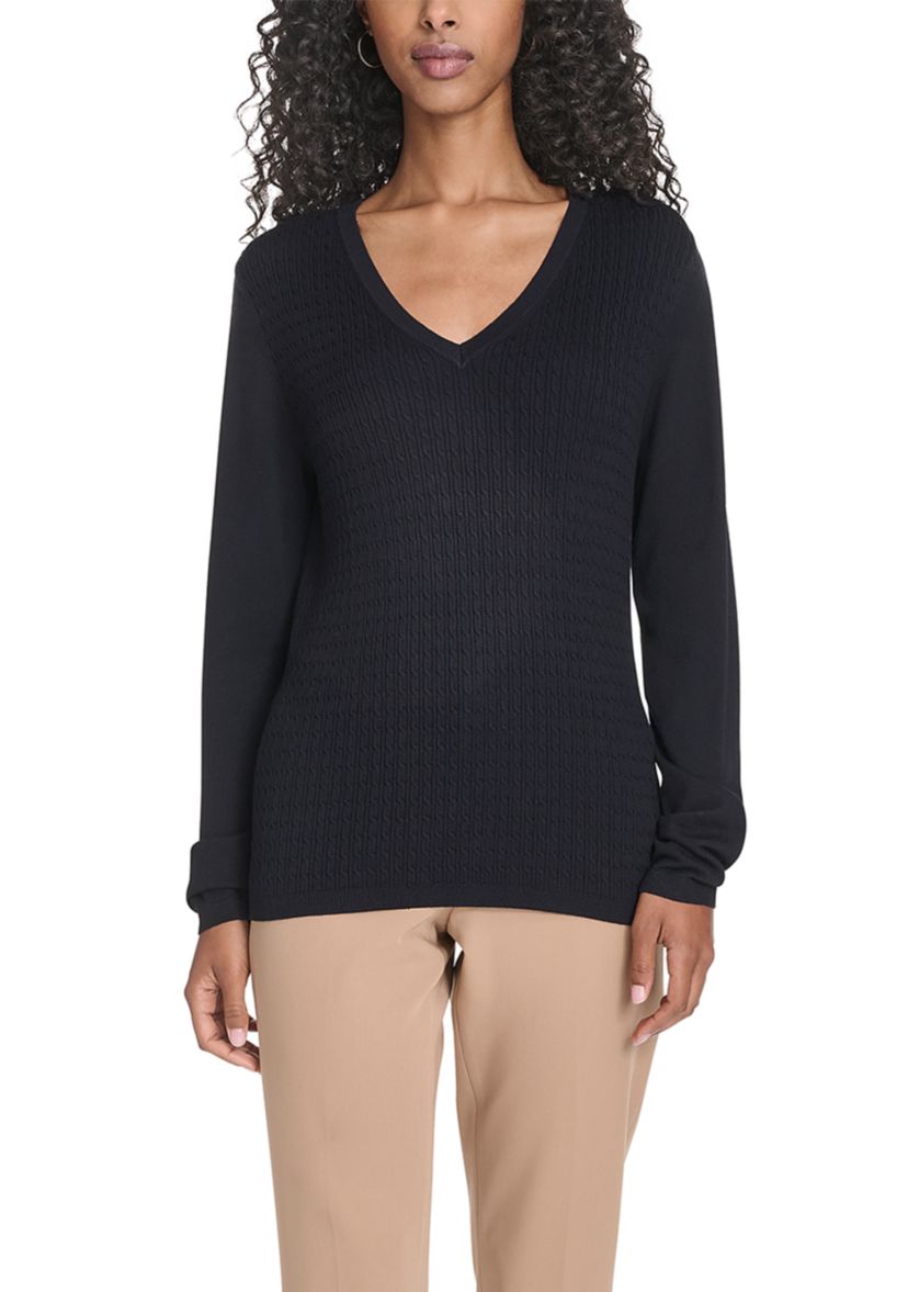 Womens Vneck Cable Sweater